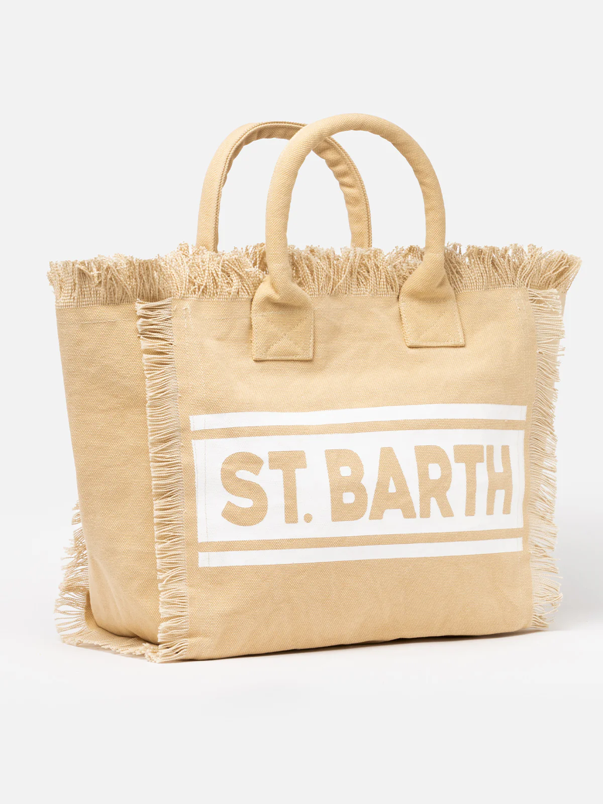 Borsa a spalla Vanity in tela di cotone beige - Image 3