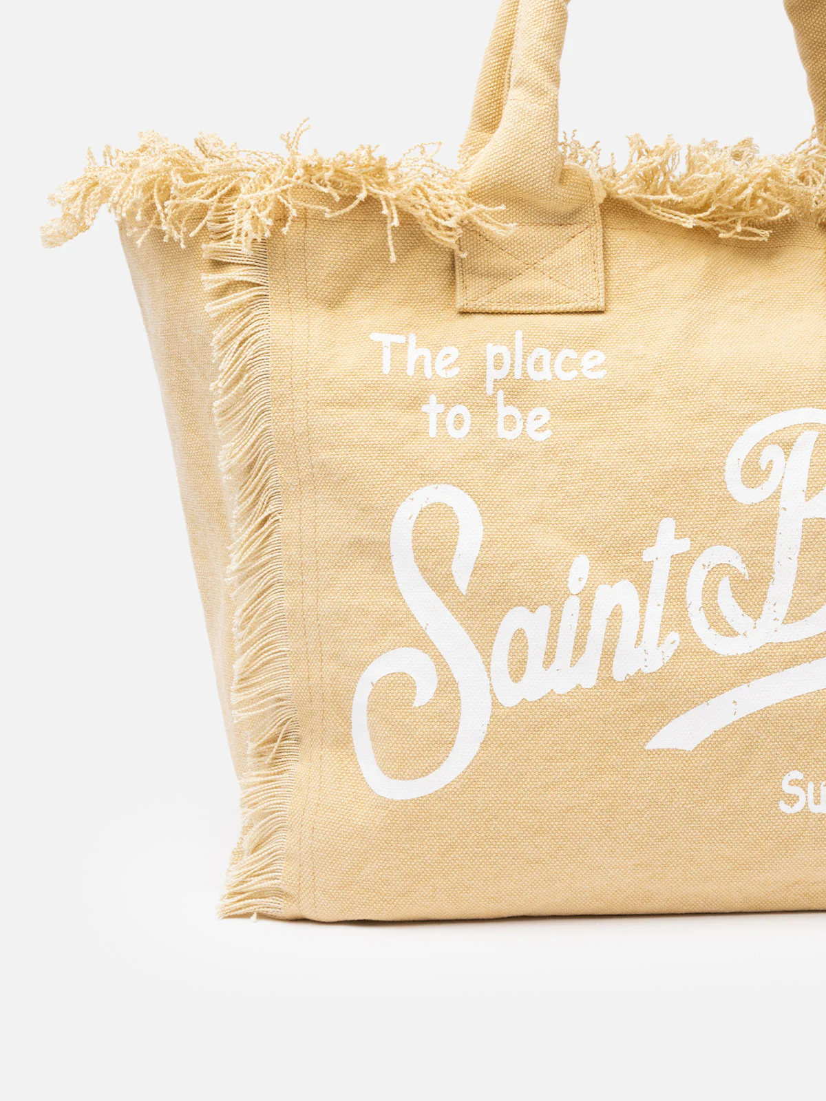 Borsa a spalla Vanity in canvas di cotone beige - Image 3