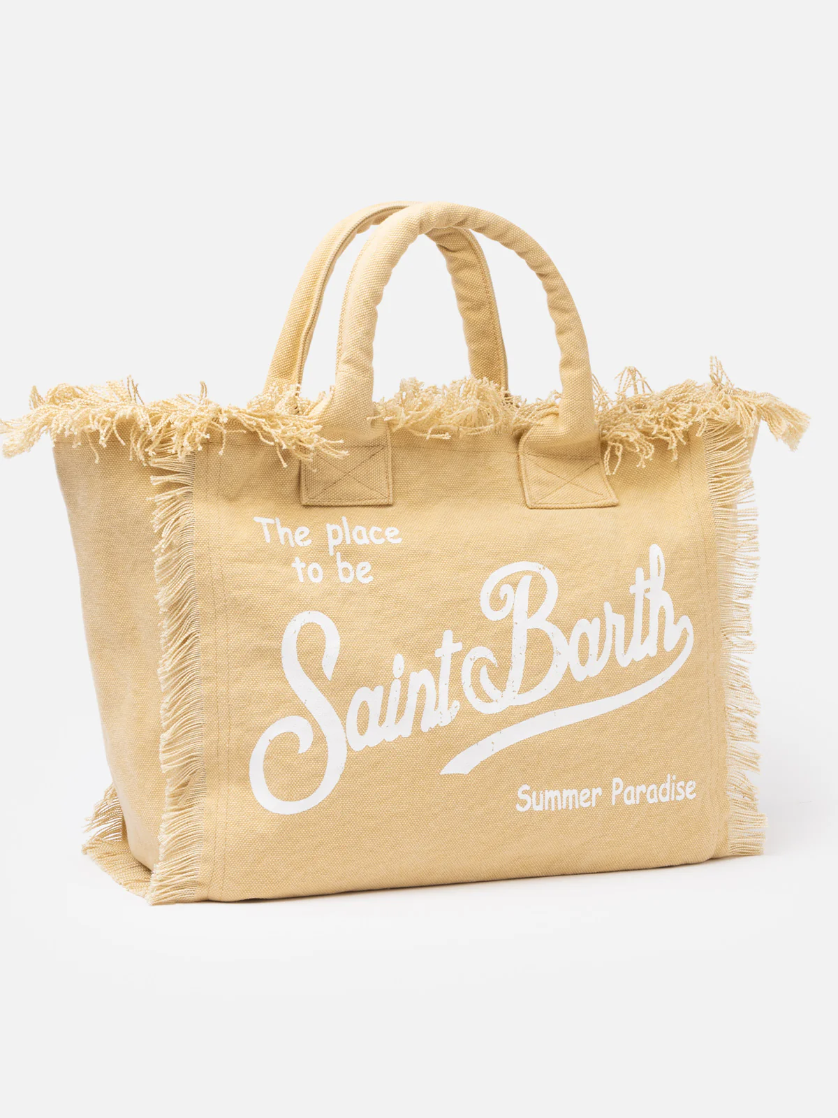 Borsa a spalla Vanity in canvas di cotone beige - Image 4