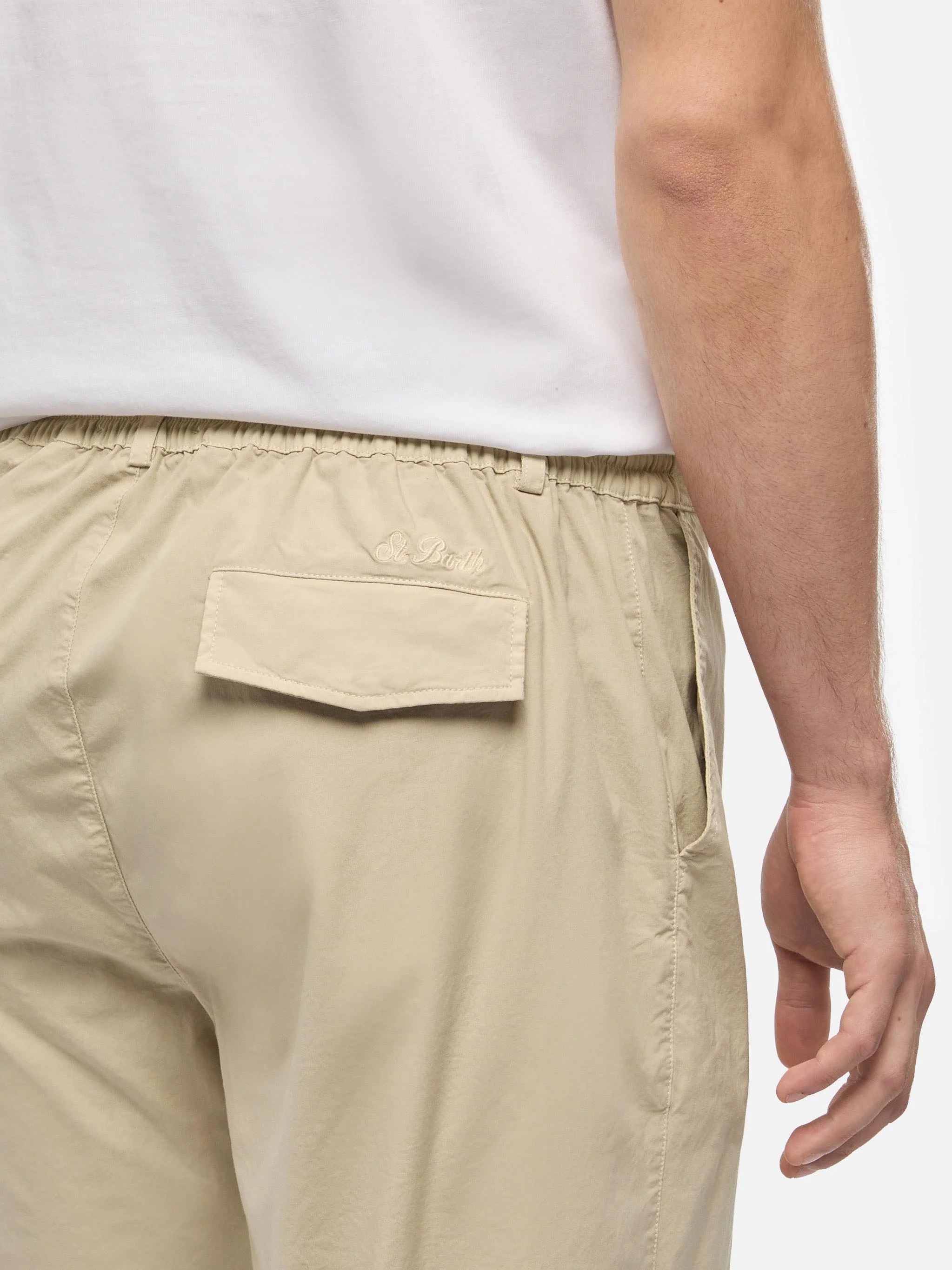 Pantaloni in cotone beige Calais con coulisse - Image 2