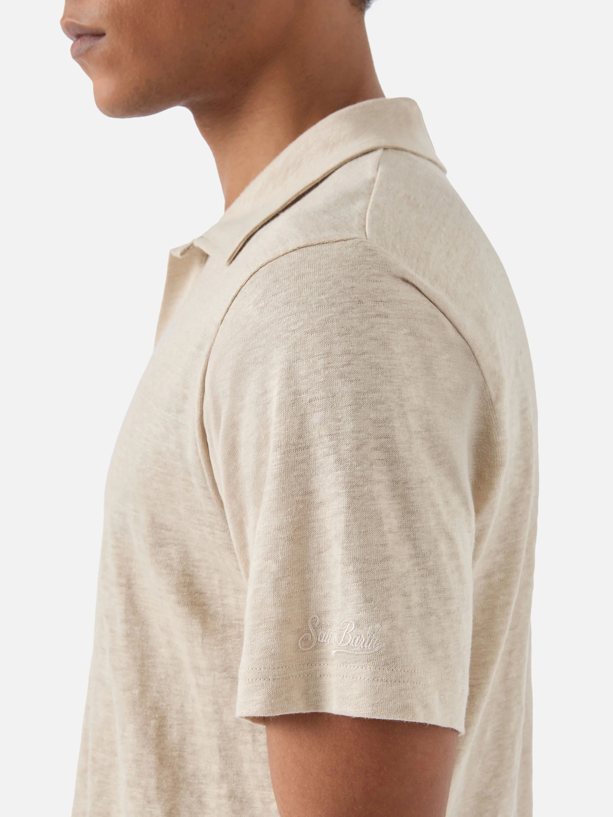 Polo Fraser in puro lino beige - Image 4