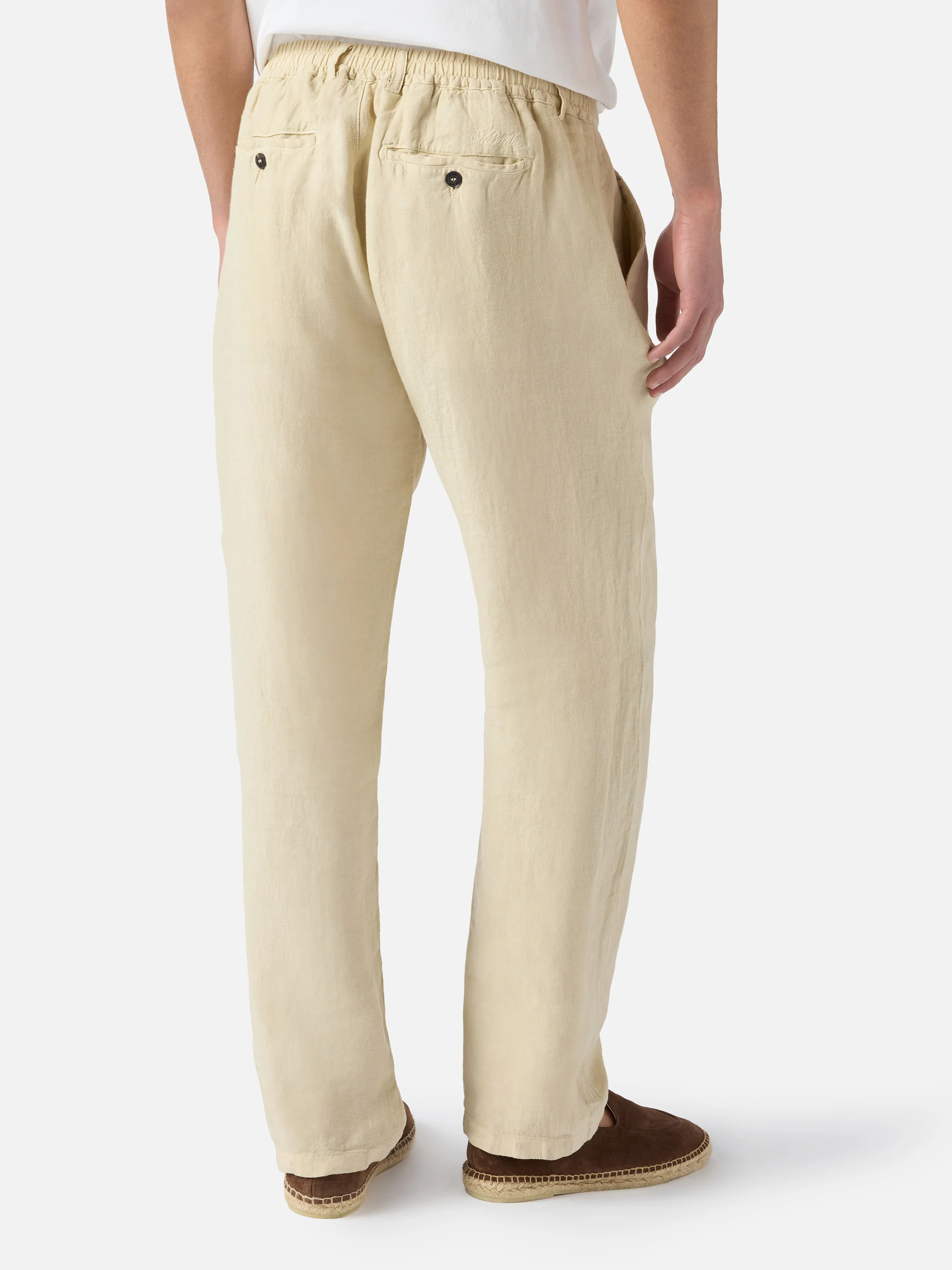 Pantalone Havier lungo in puro lino beige - Image 3