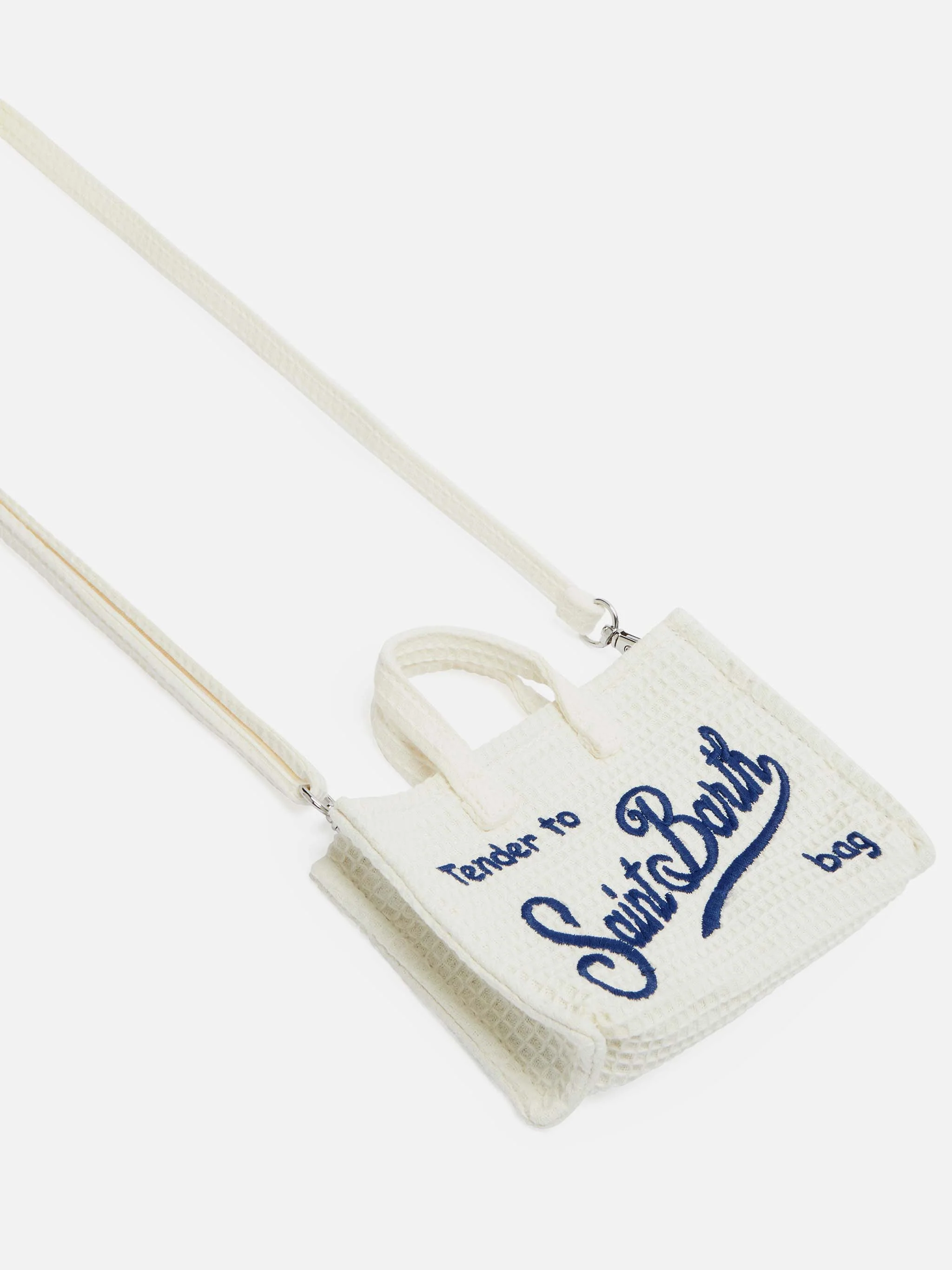 Phone Bag in cotone a nido d'ape beige - Image 3