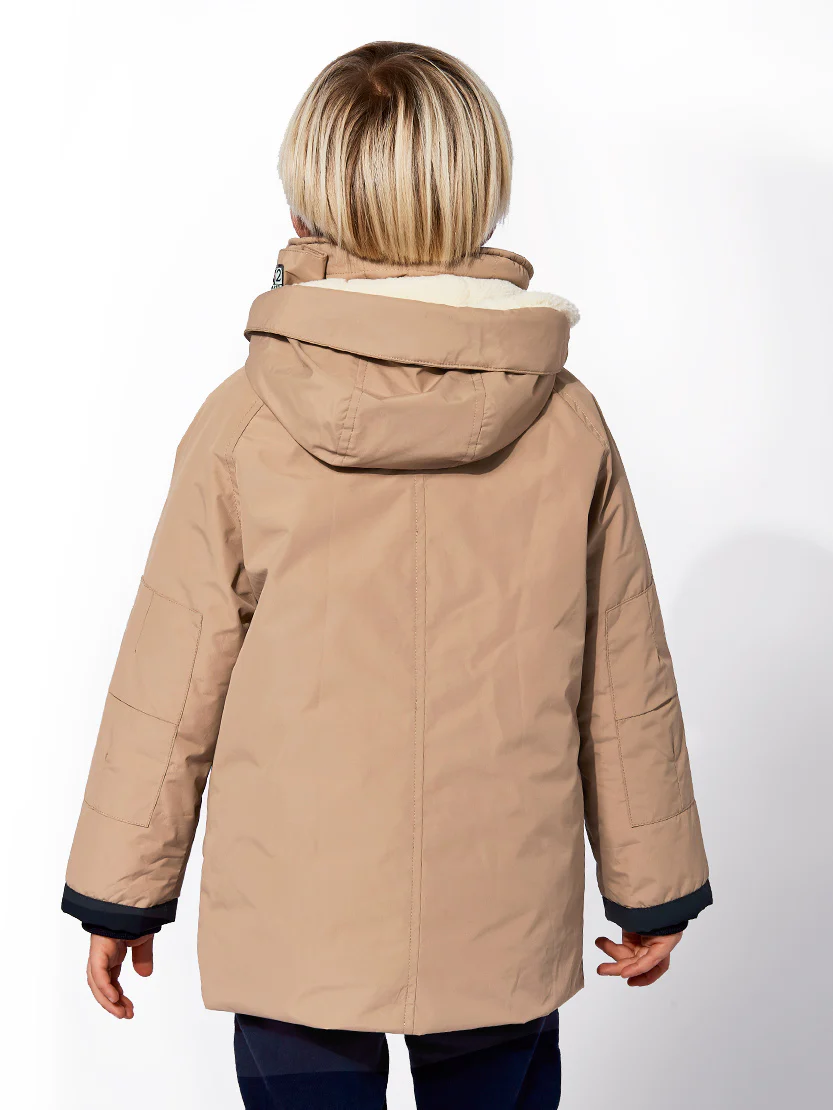 Giacca a vento beige con cappuccio da bambino - Image 4