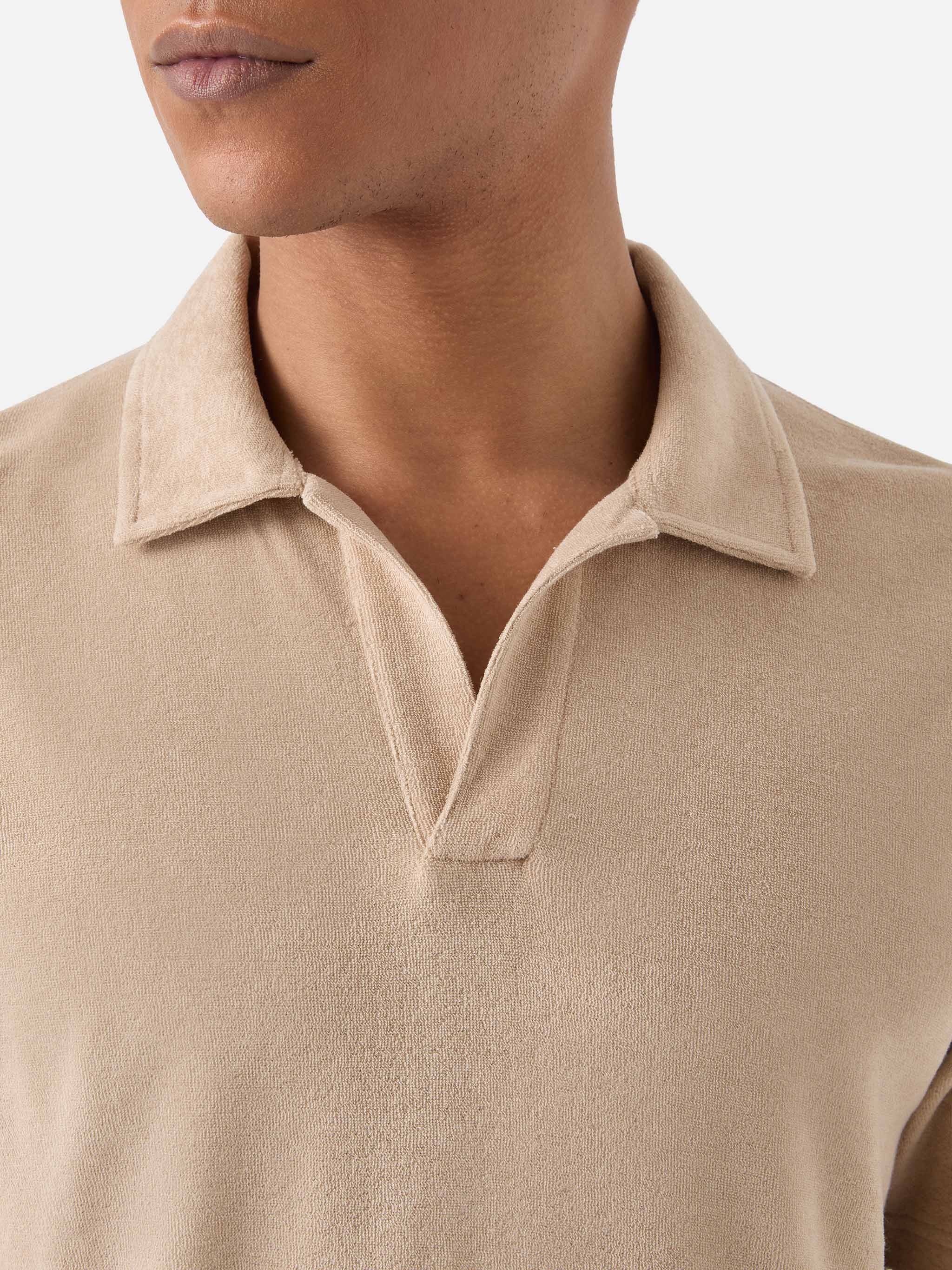 Polo Jeremy in cotone effetto spugna beige - Image 2