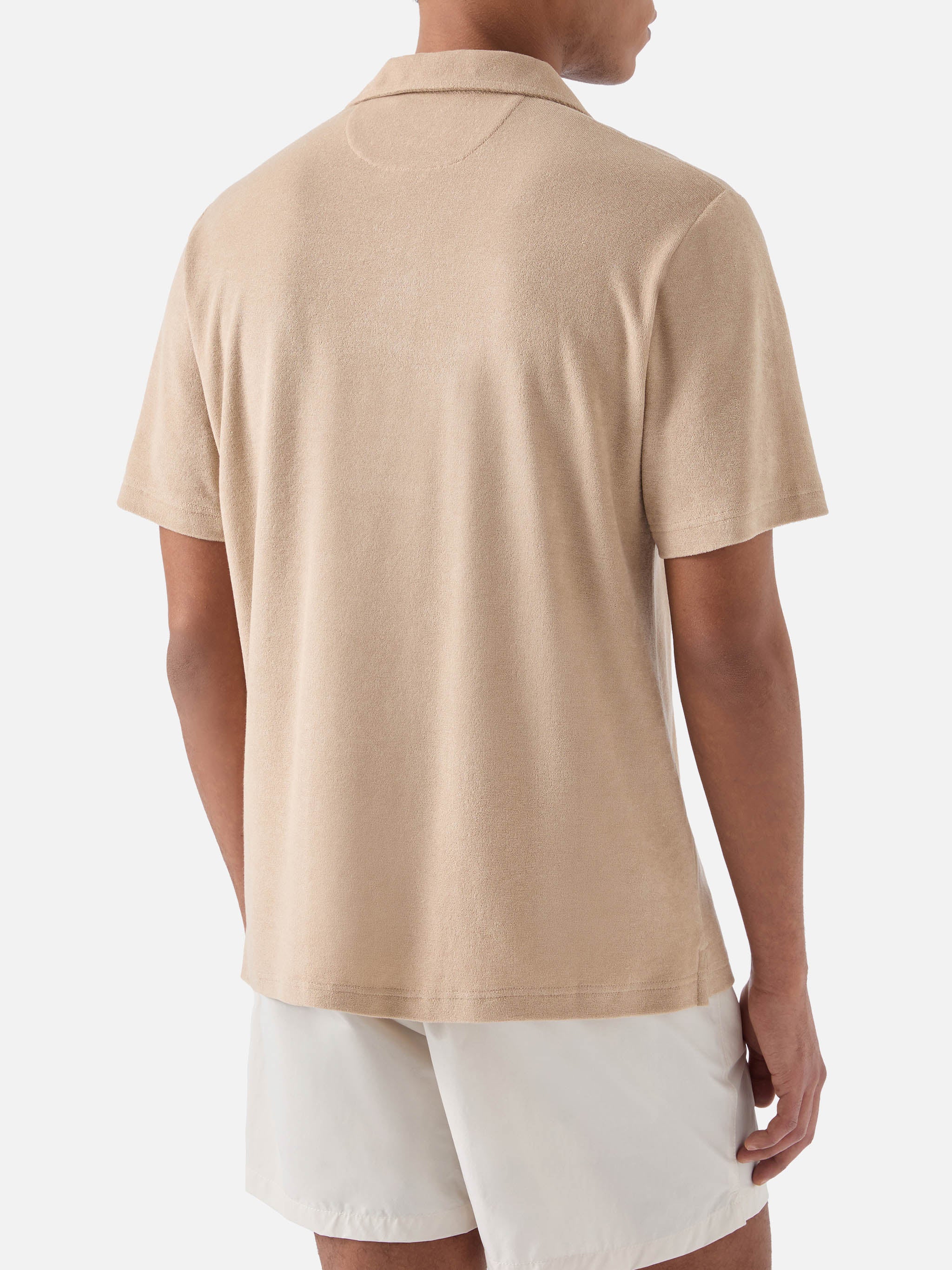 Polo Jeremy in cotone effetto spugna beige - Image 3