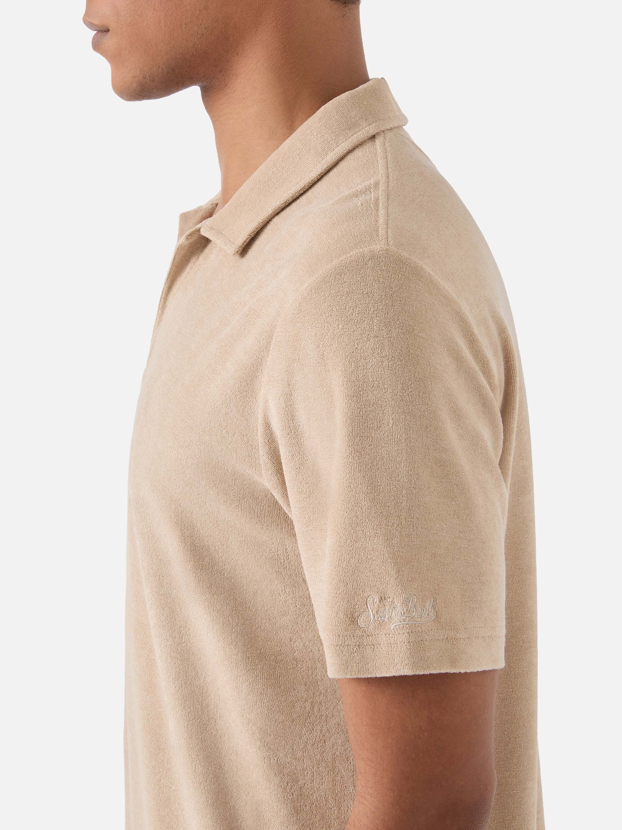 Polo Jeremy in cotone effetto spugna beige - Image 4