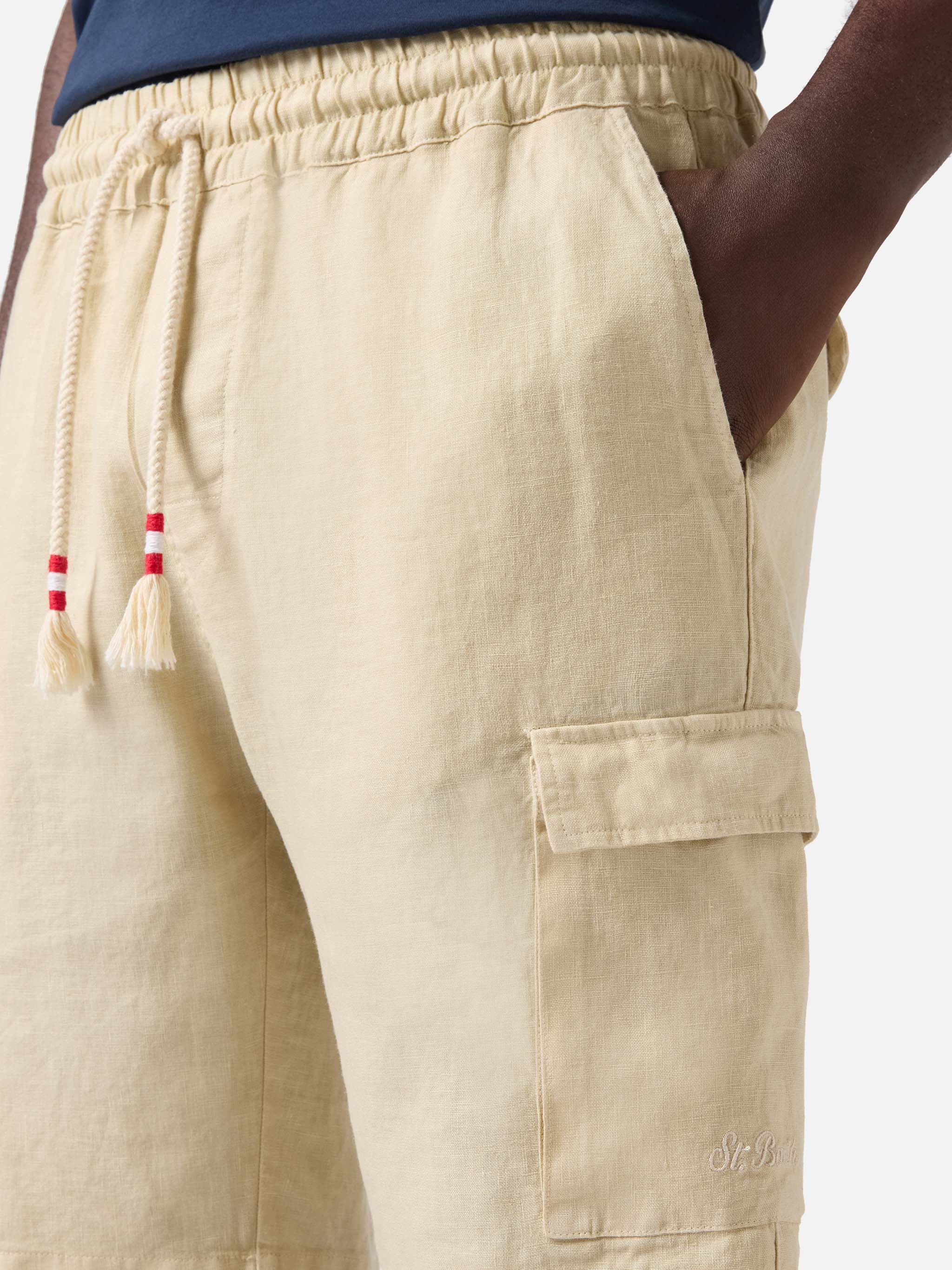 Bermuda Marseille in puro lino beige - Image 2