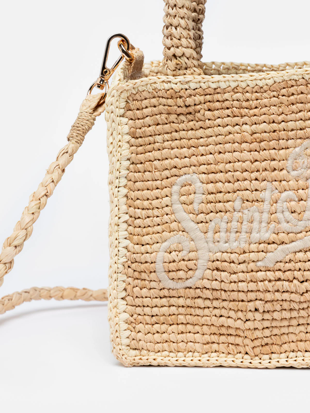 Borsa Mini Vanity Rafia beige con ricamo Saint Barth - Image 3