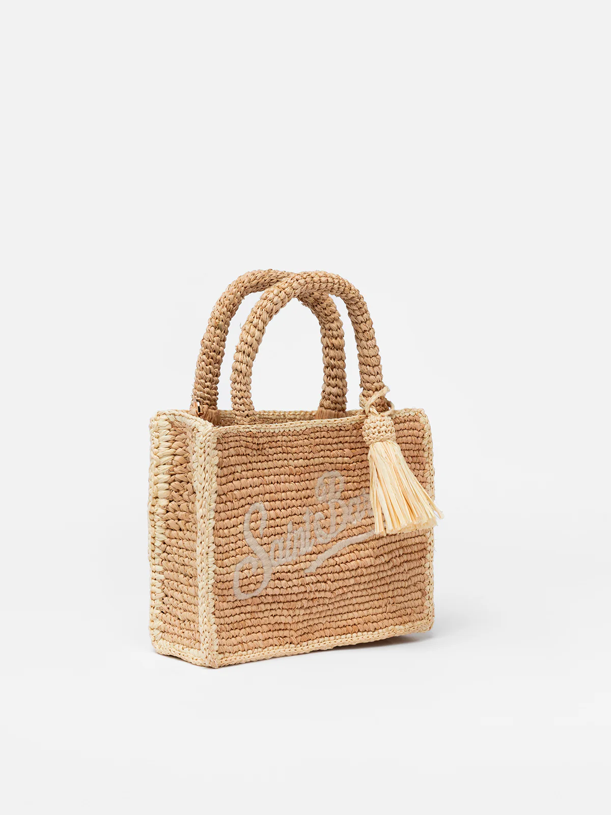 Borsa Mini Vanity Rafia beige con ricamo Saint Barth - Image 4