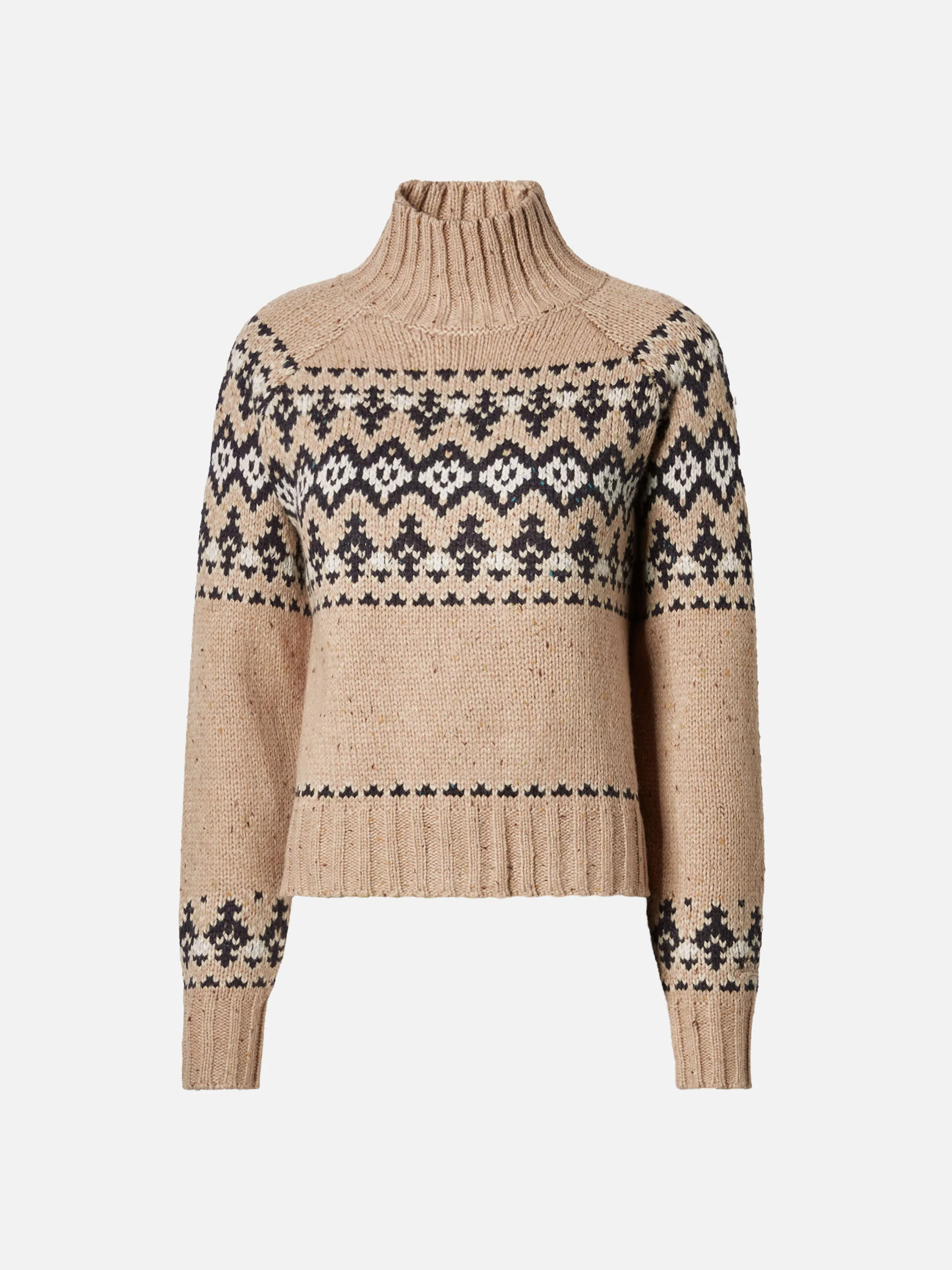 Maglione Myra donegal in misto lana beige con jacquard fair isle - Image 5