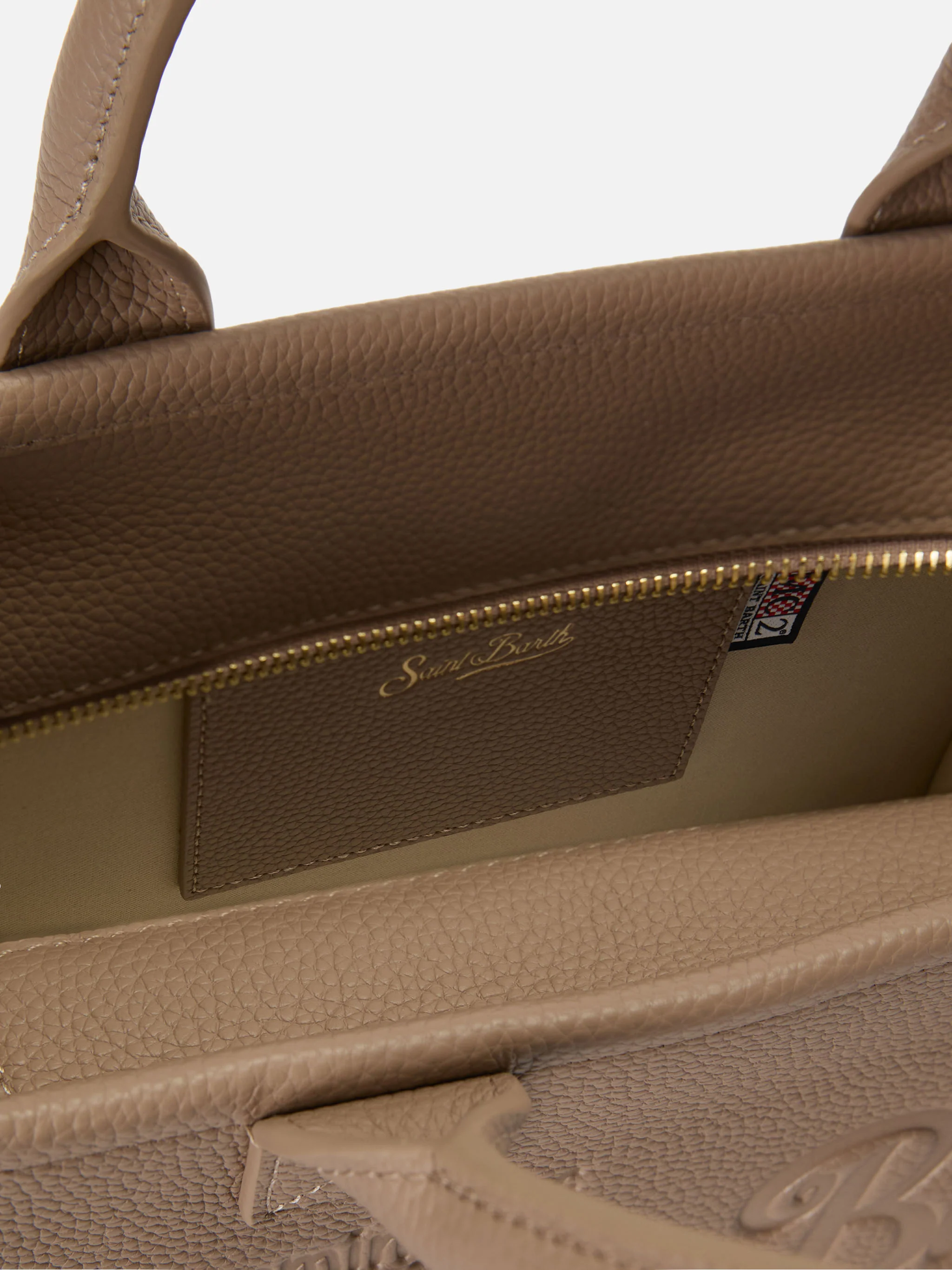 Borsa Vanity medium in pelle martellata beige - Image 4