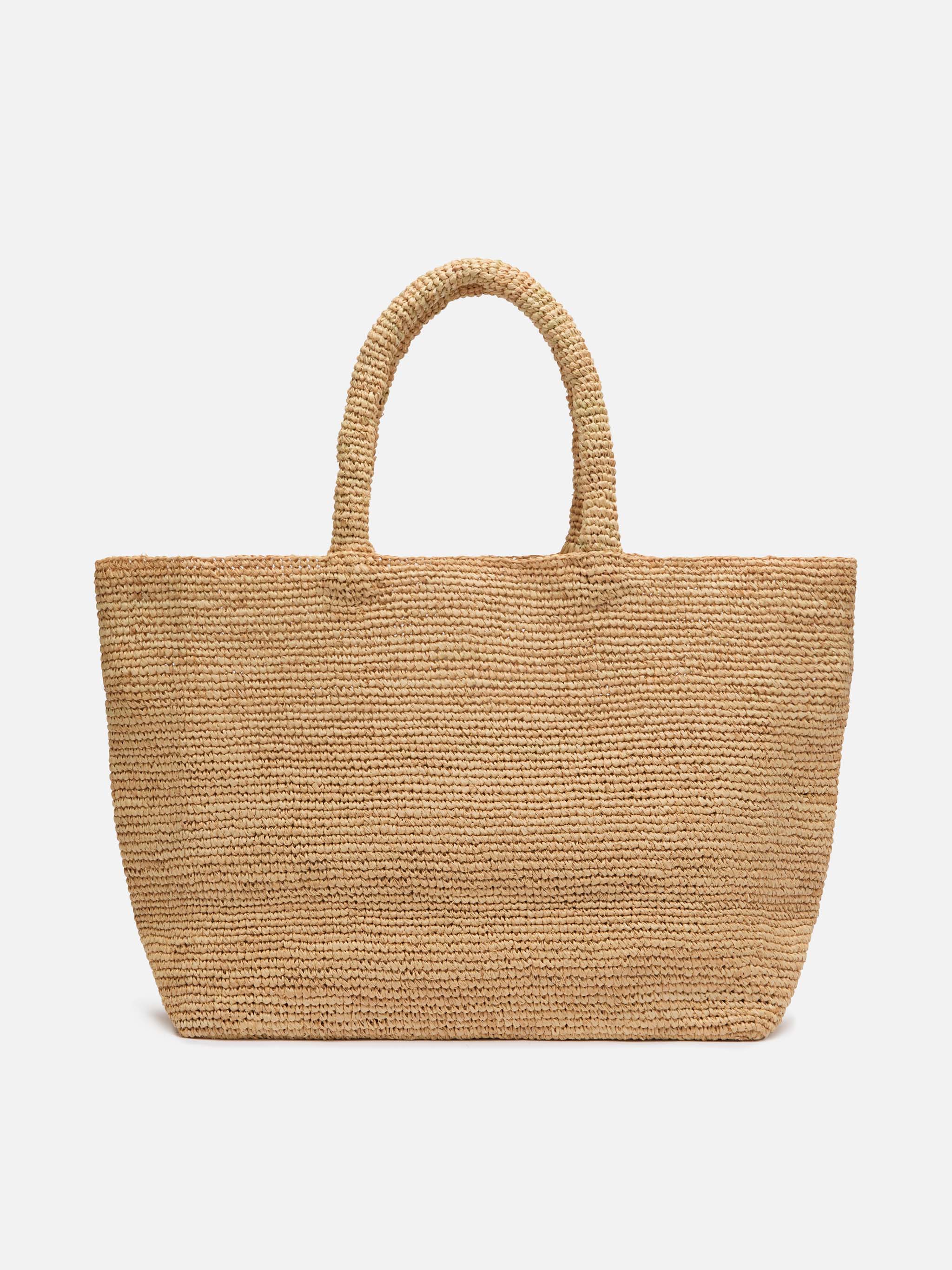 Rafia Beach Bag beige con pochette interna in cotone - Image 5
