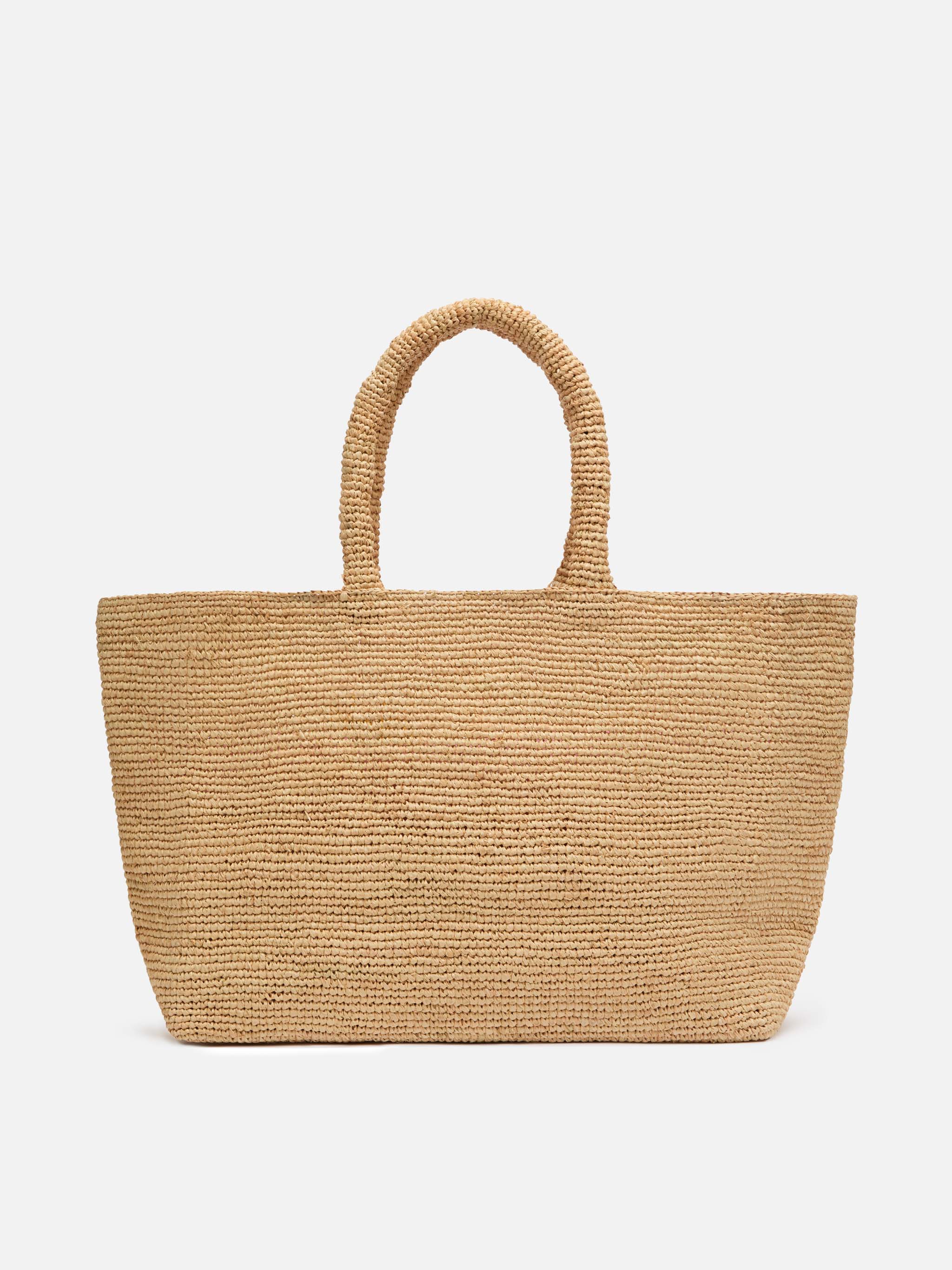 Rafia Beach Bag beige con pochette interna in cotone e ricamo Ibiza - Image 5