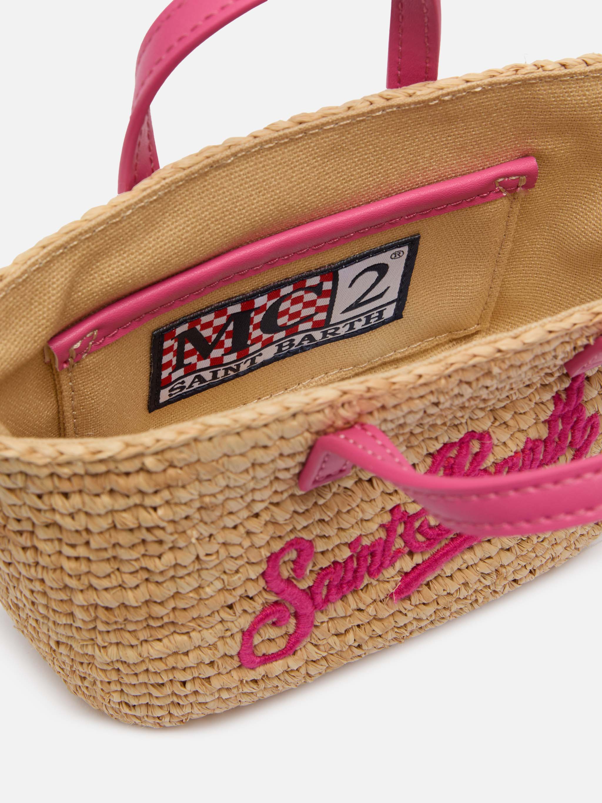 Rafia City Micro Bag beige con ricamo Saint Barth - Image 6