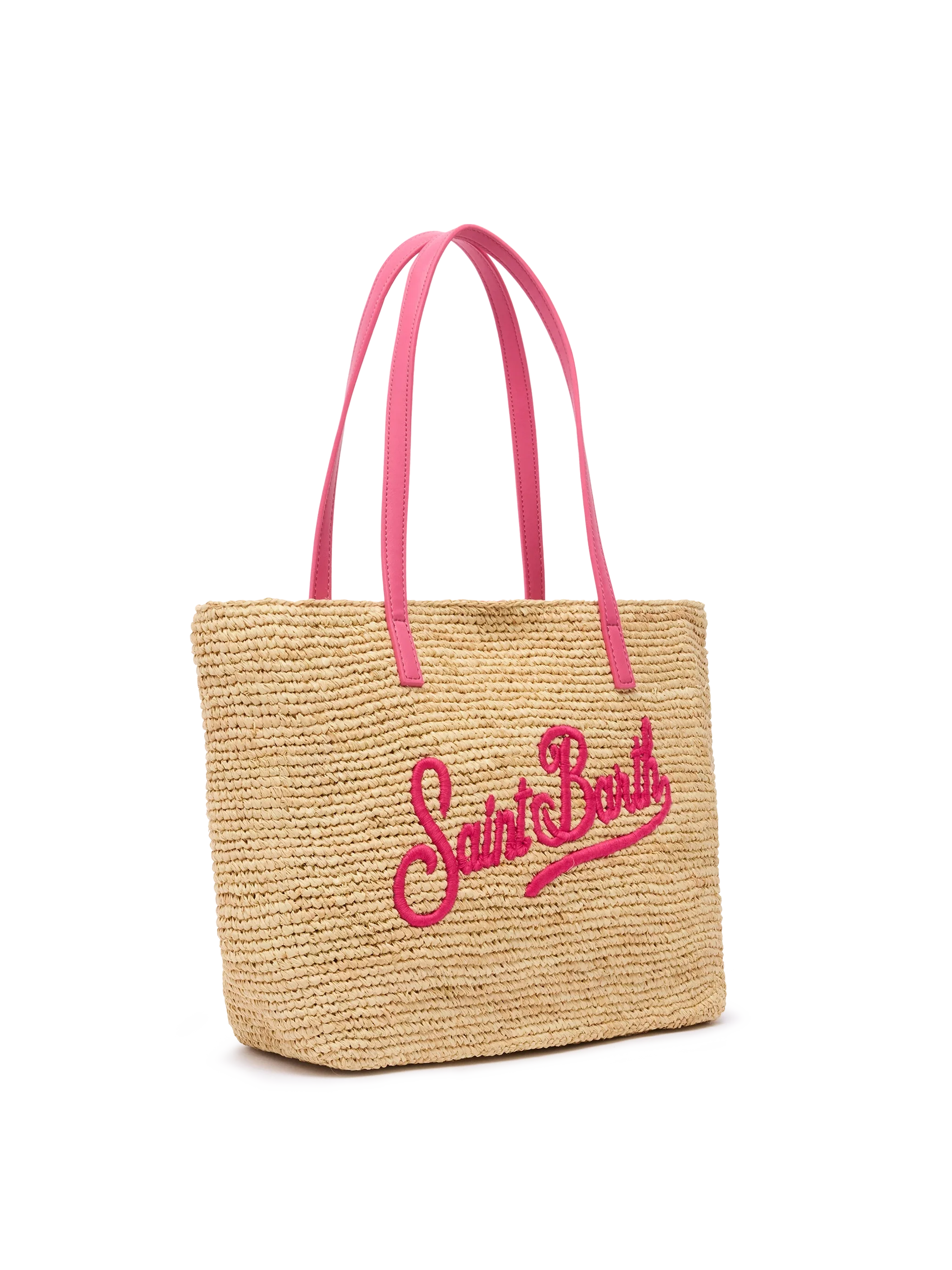 Rafia City Mid Bag beige con logo Saint Barth ricamato - Image 4