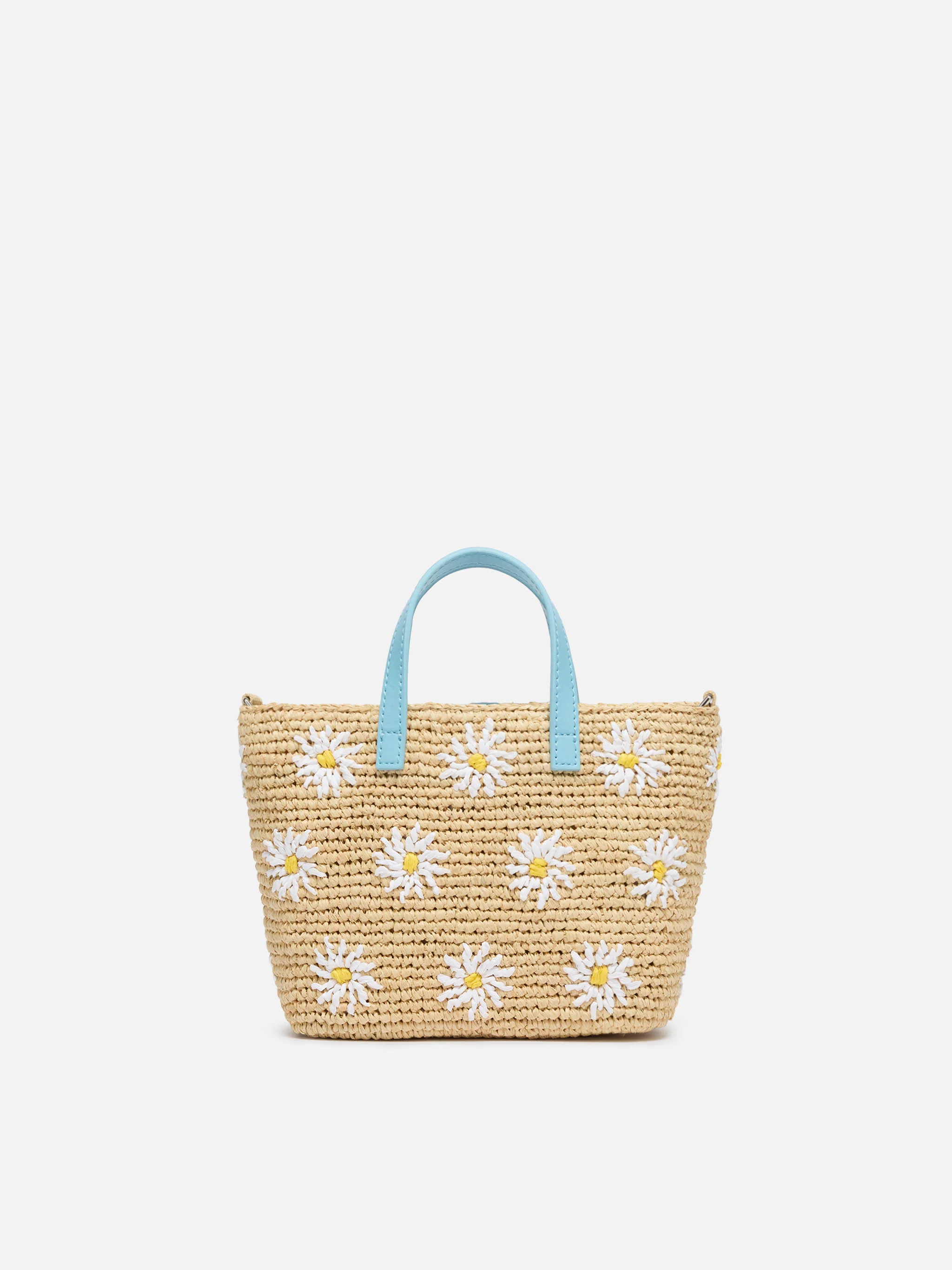 Rafia City Mini Bag beige con ricamo margherite - Image 4