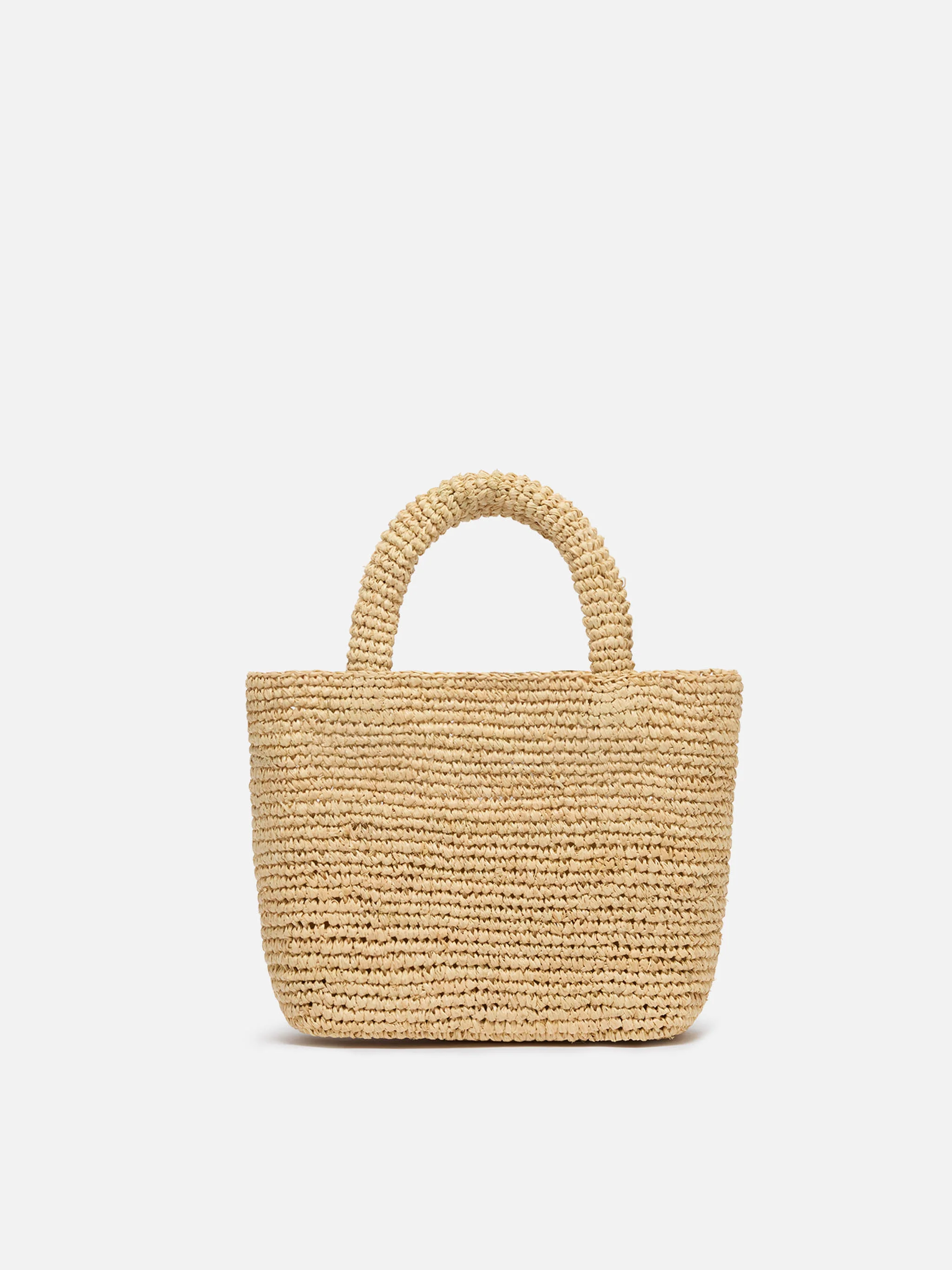 Rafia Mini Beach Bag beige con pochette interna in cotone - Image 4