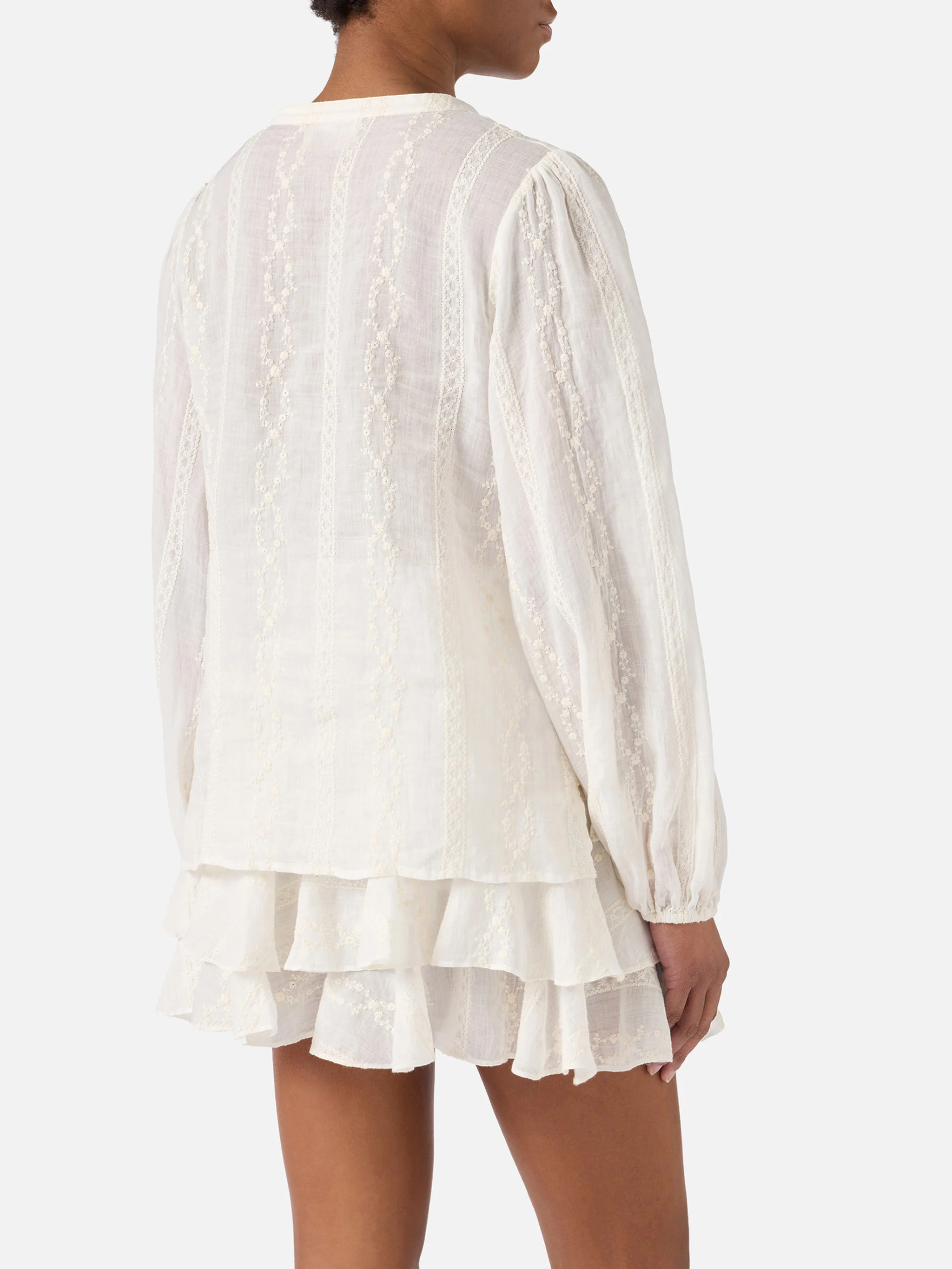Blusa Harper in ramie beige con motivo ricamato - Image 4