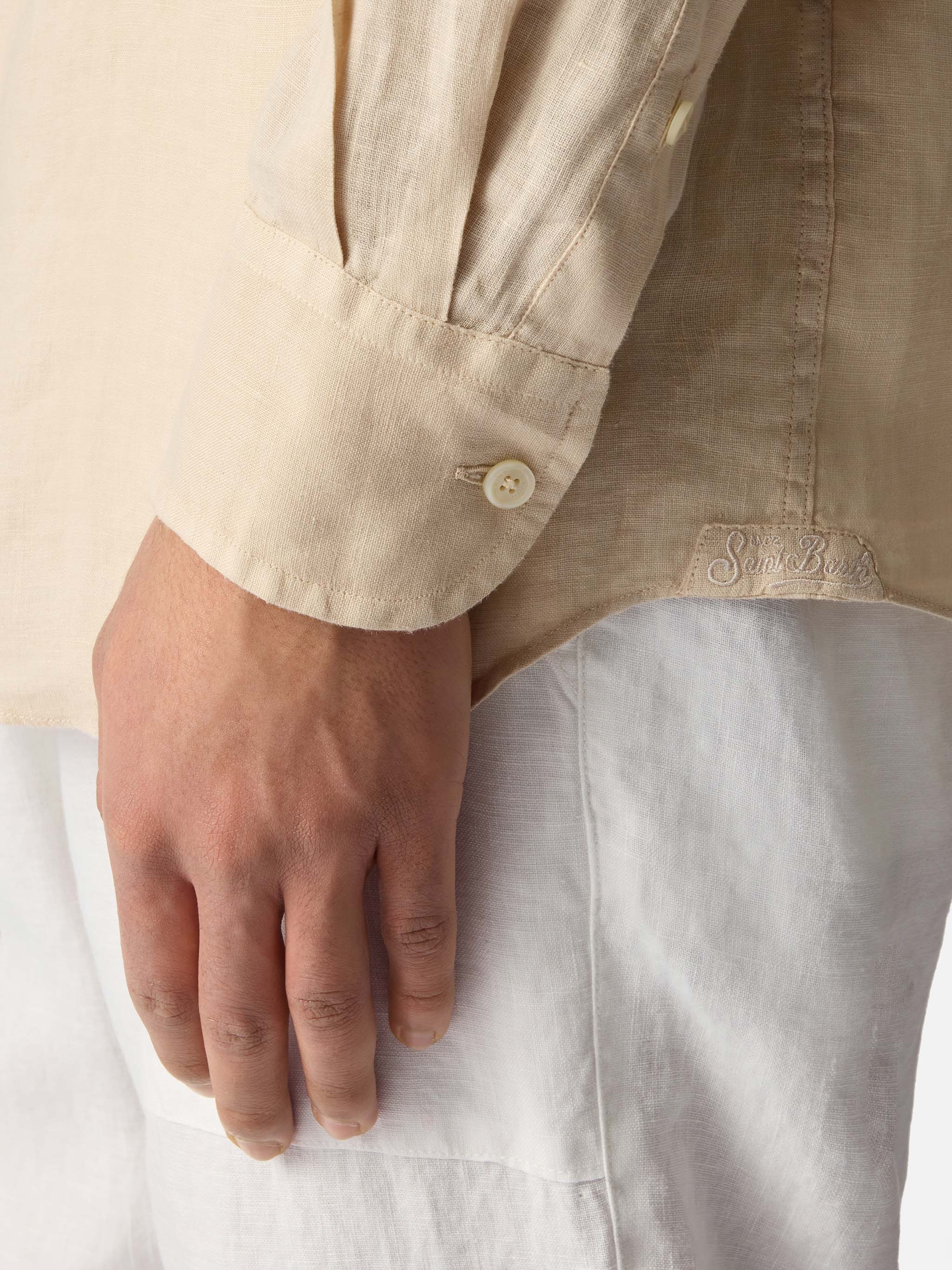Camicia Raphael in puro lino beige - Image 2