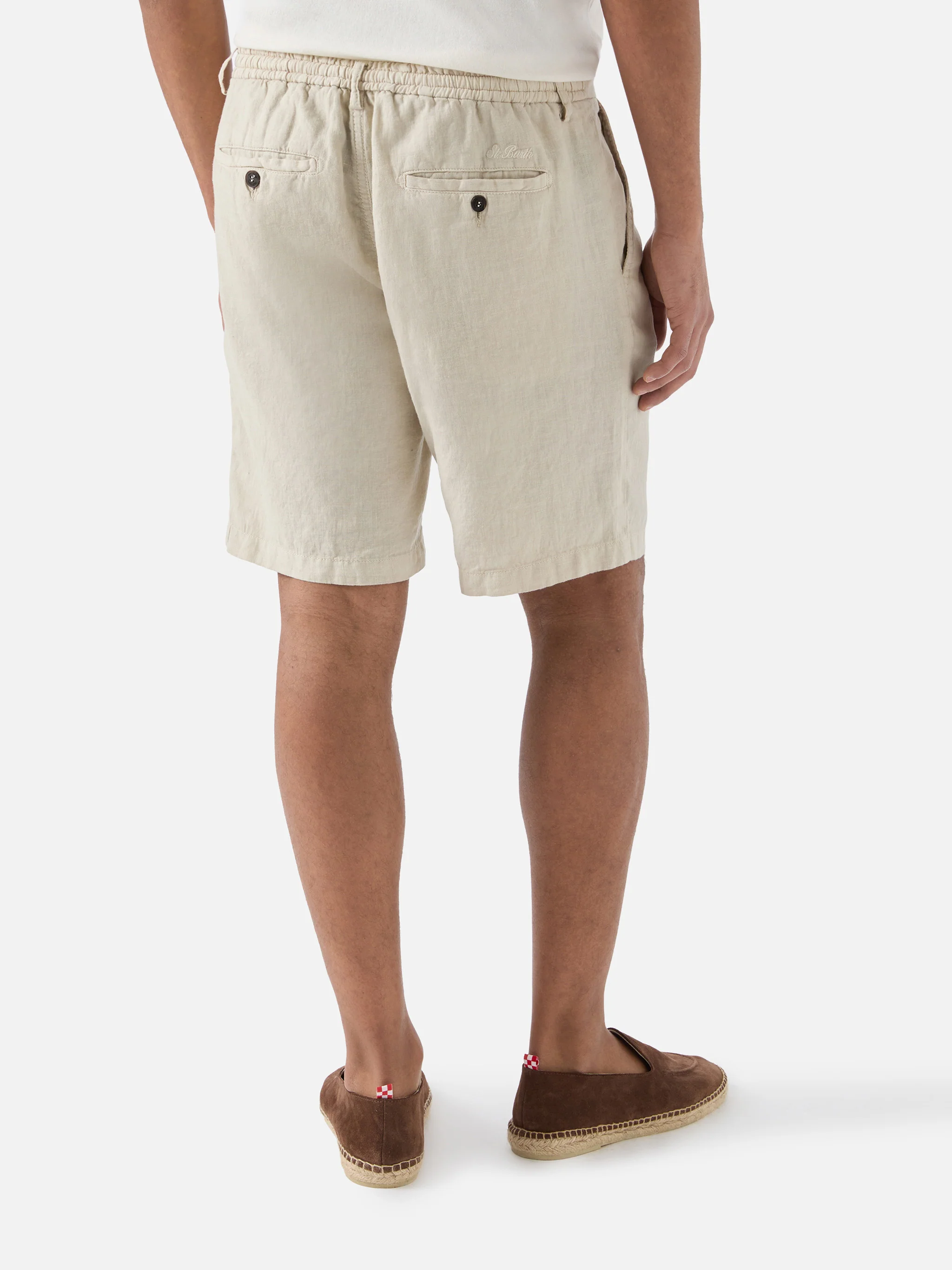 Bermuda Sebastian in puro lino beige - Image 3