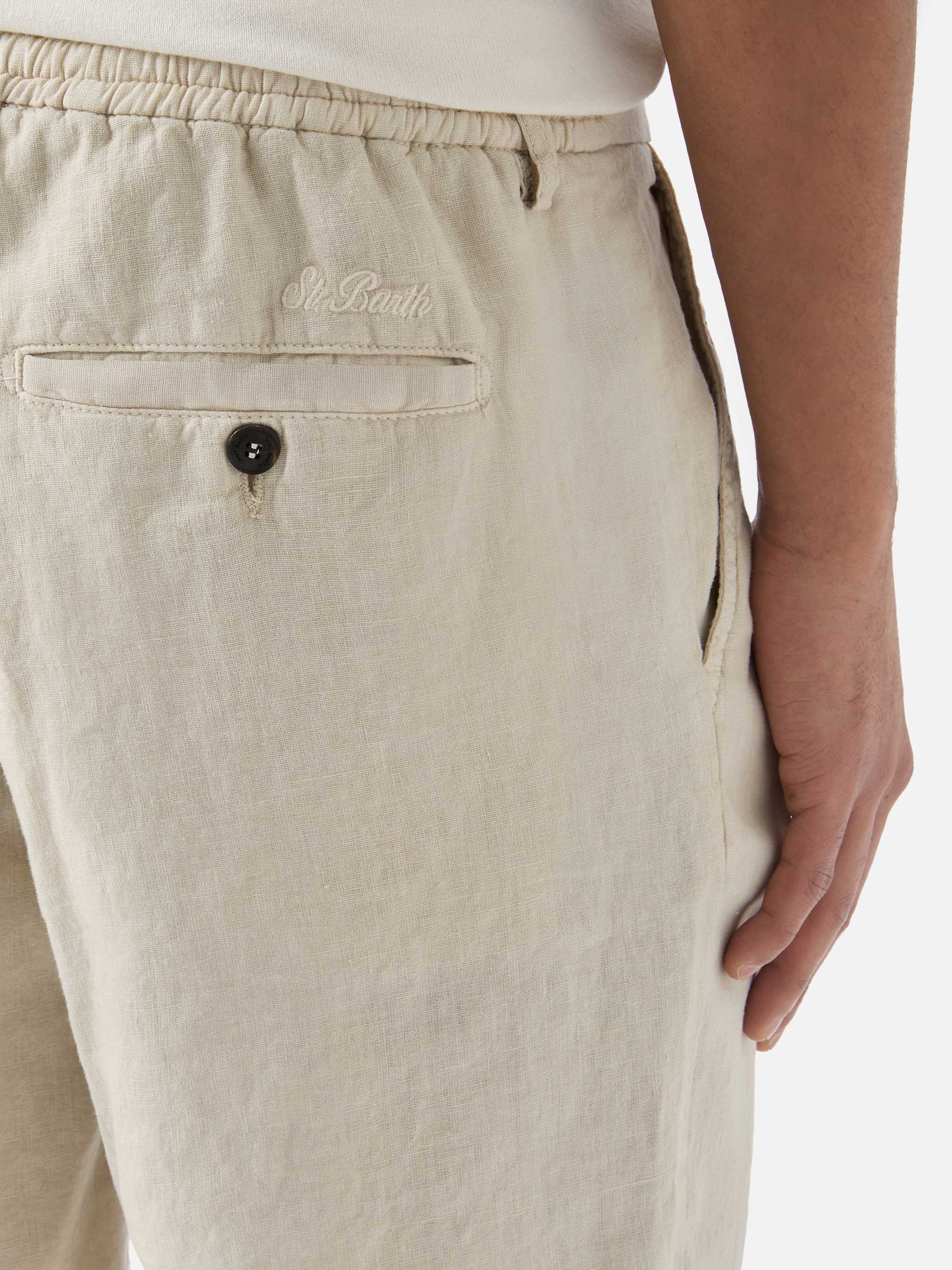 Bermuda Sebastian in puro lino beige - Image 4