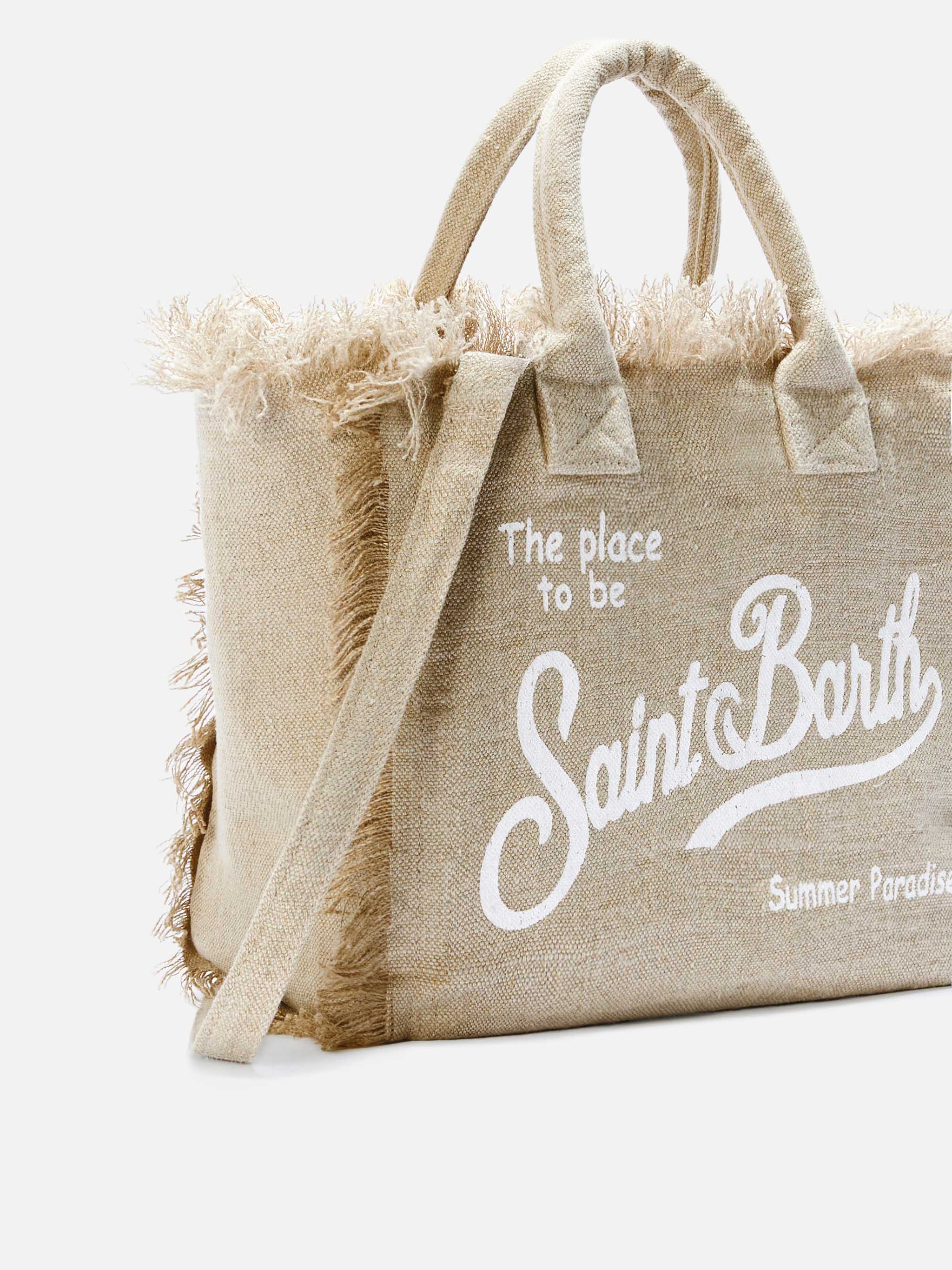 Borsa Colette in lino beige tinta unita - Image 3