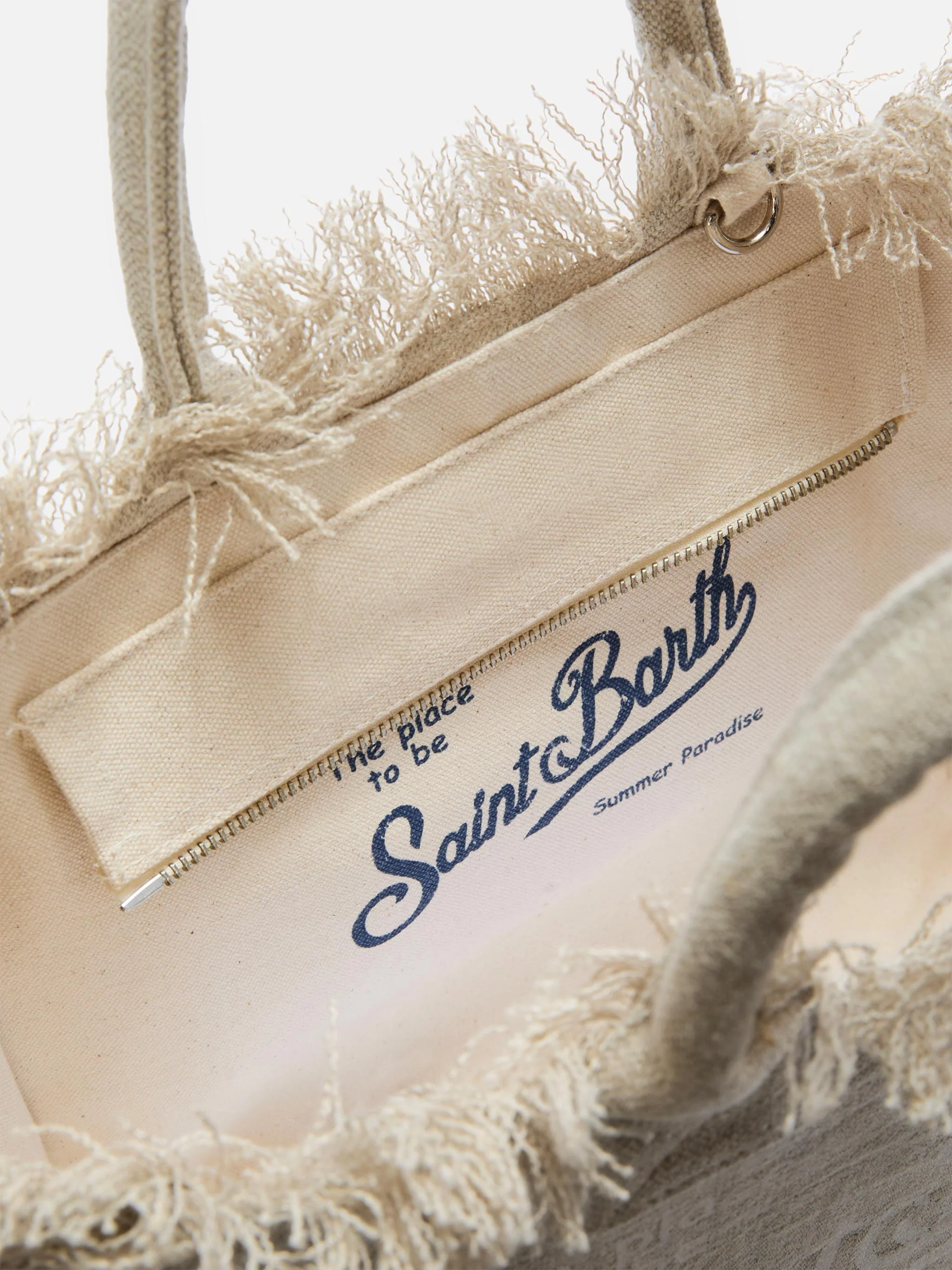 Borsa Vanity regular in lino beige tinta unita - Image 4