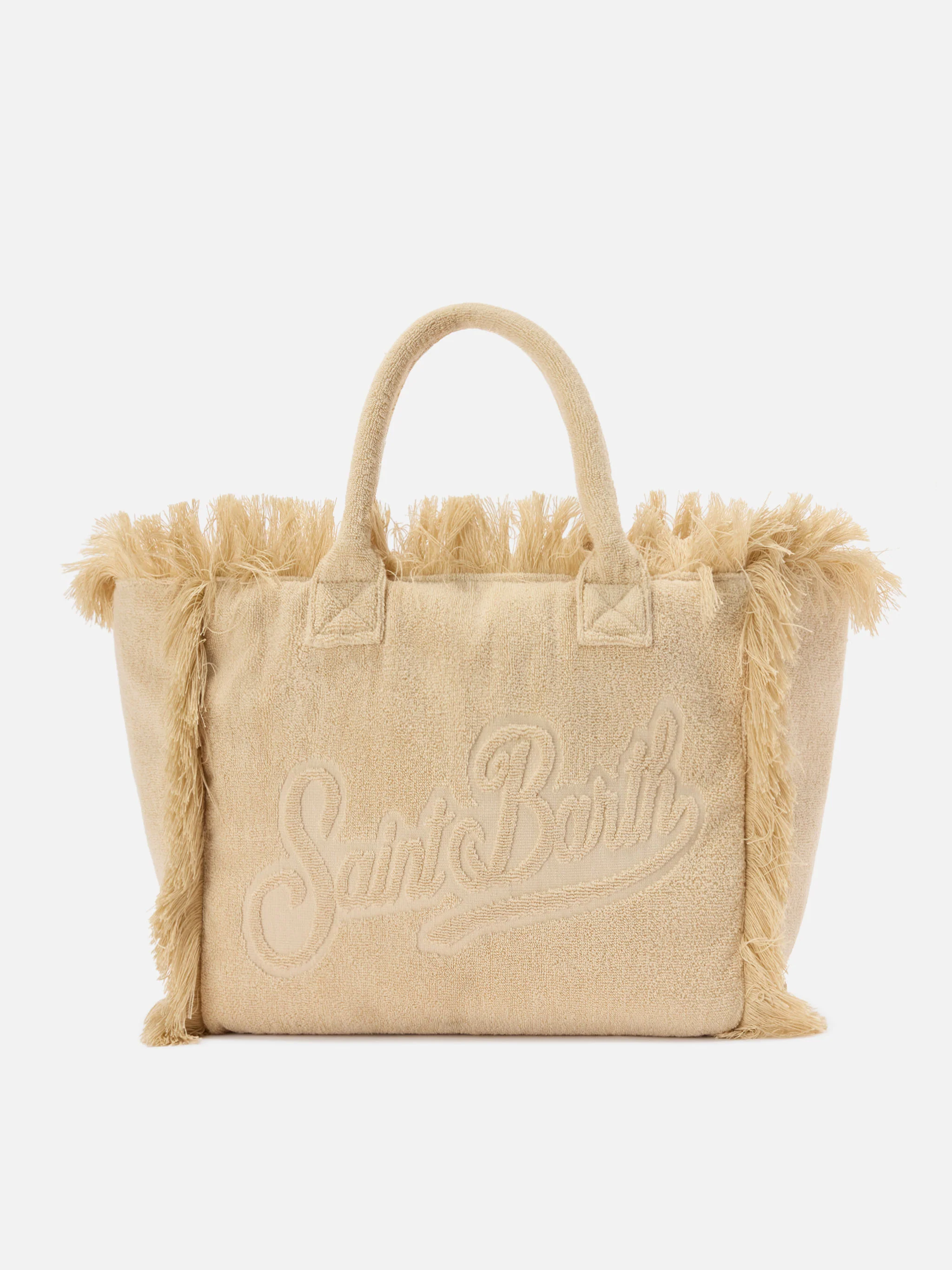 Borsa Vanity regular in tessuto effetto spugna beige tinta unita - Image 2
