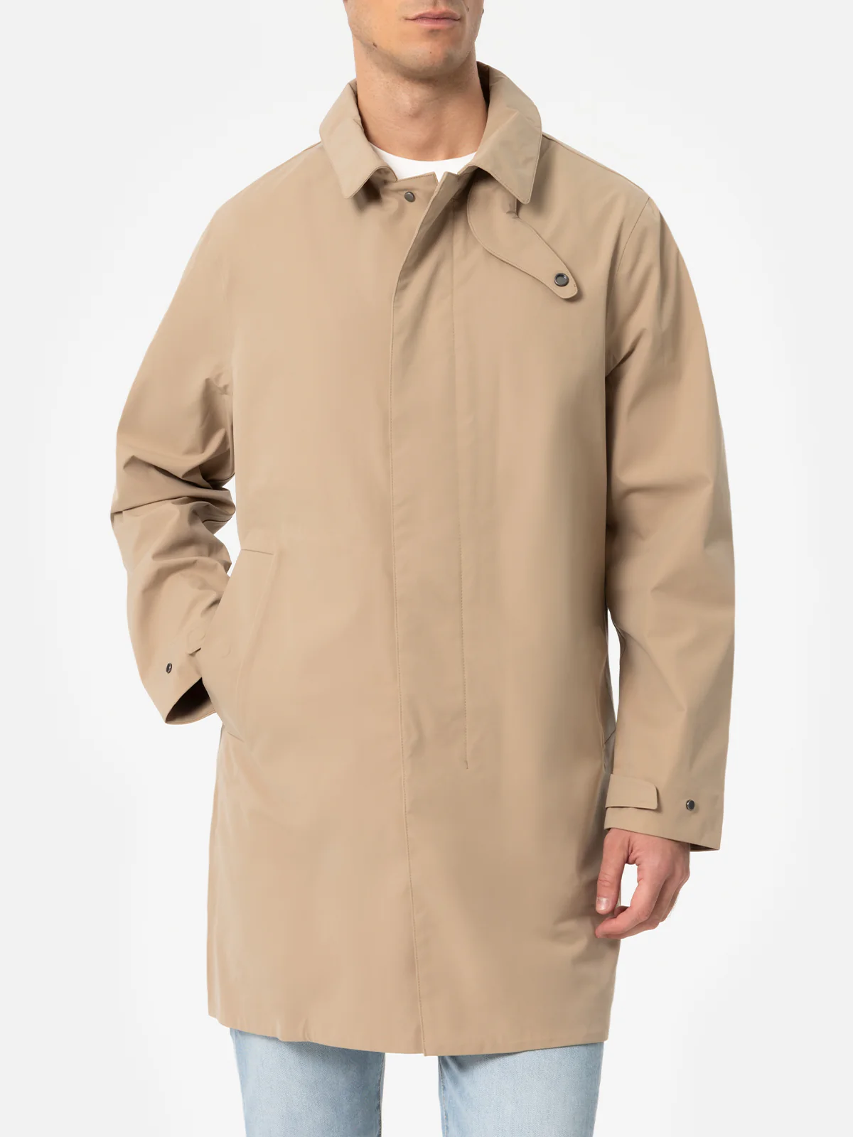 Trench in tessuto elasticizzato beige Elbert con bordino - Image 4