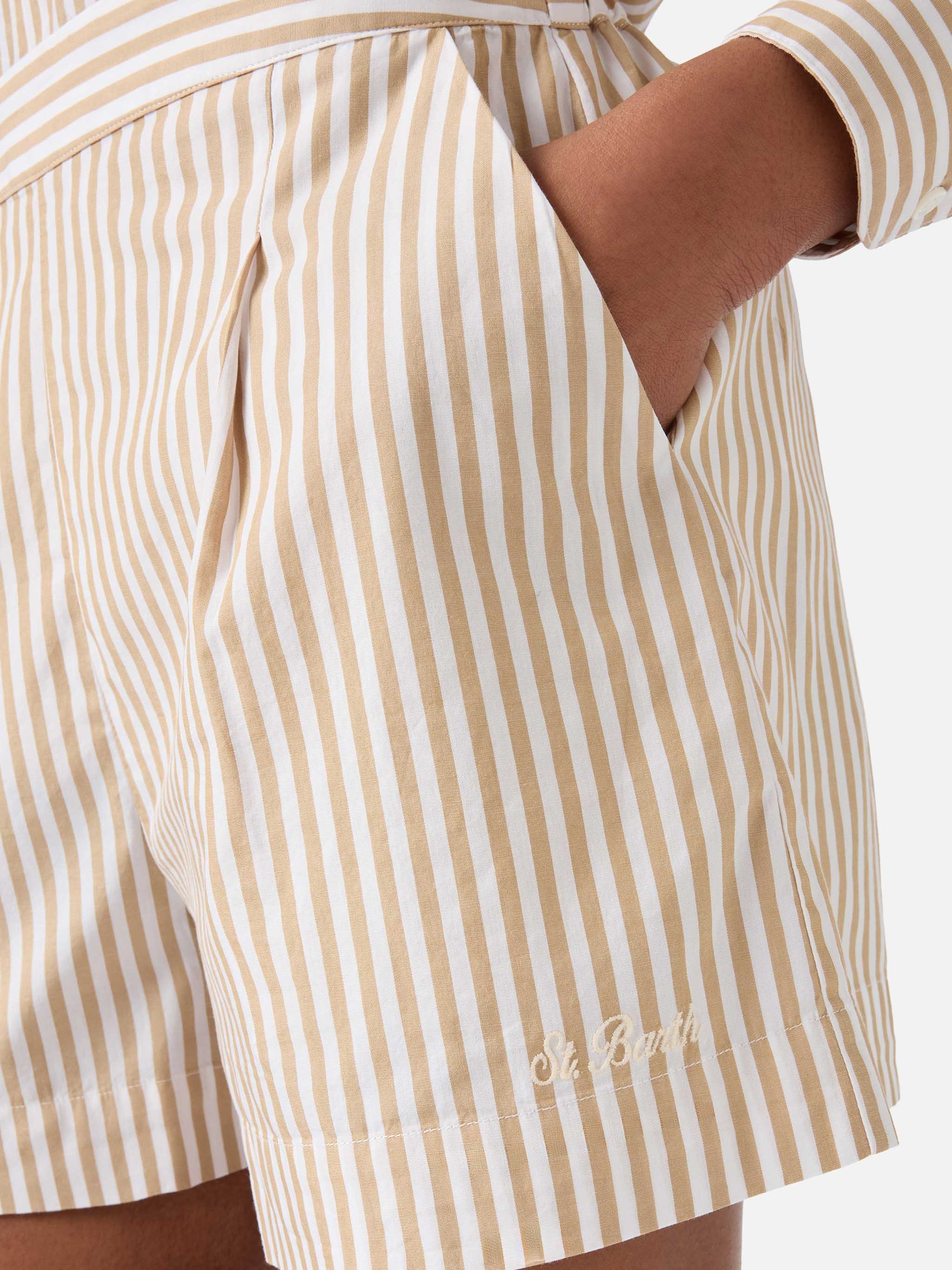 Short Amani a righe beige - Image 4