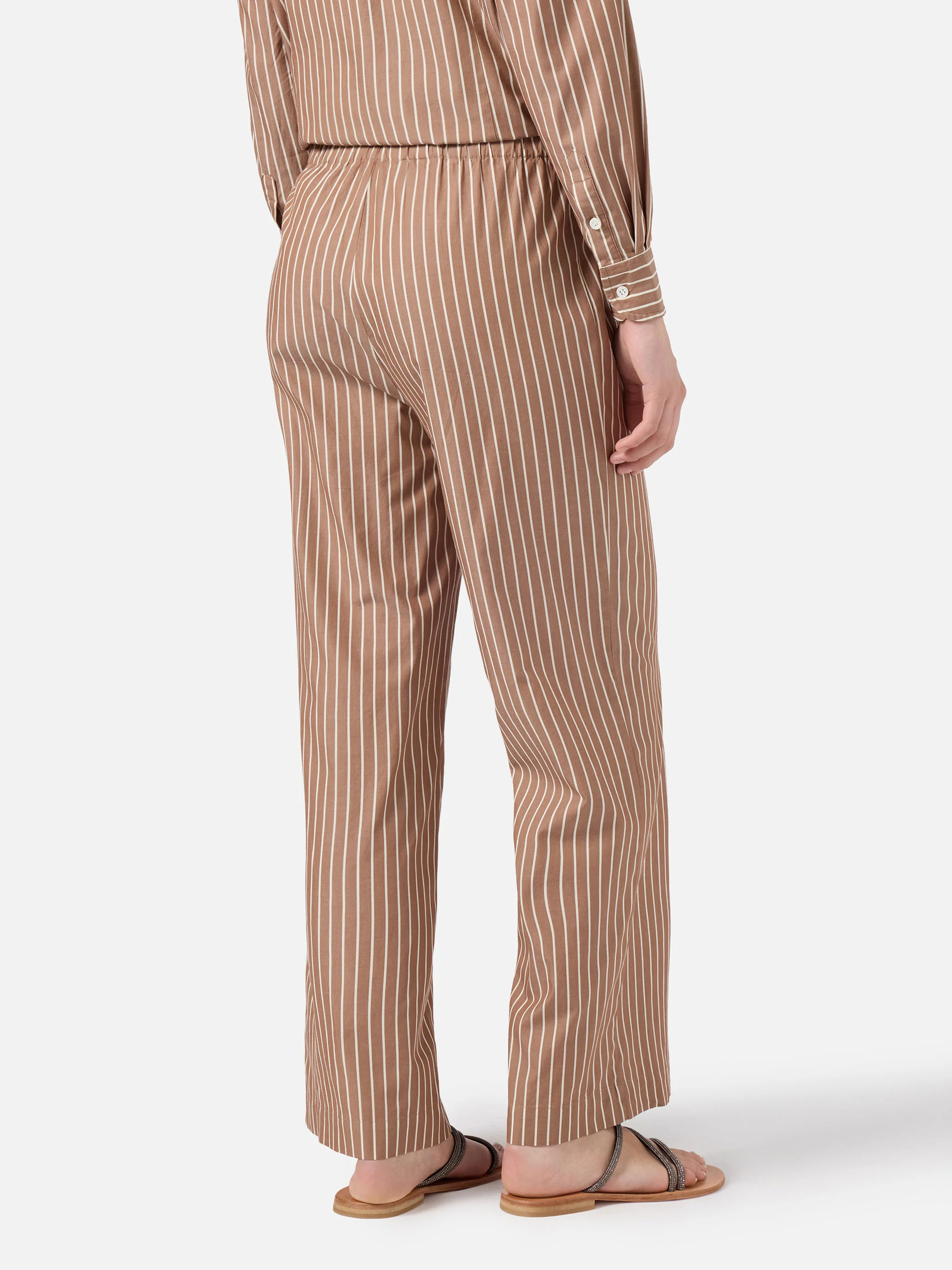Pantaloni Doha in popeline a righe beige - Image 4