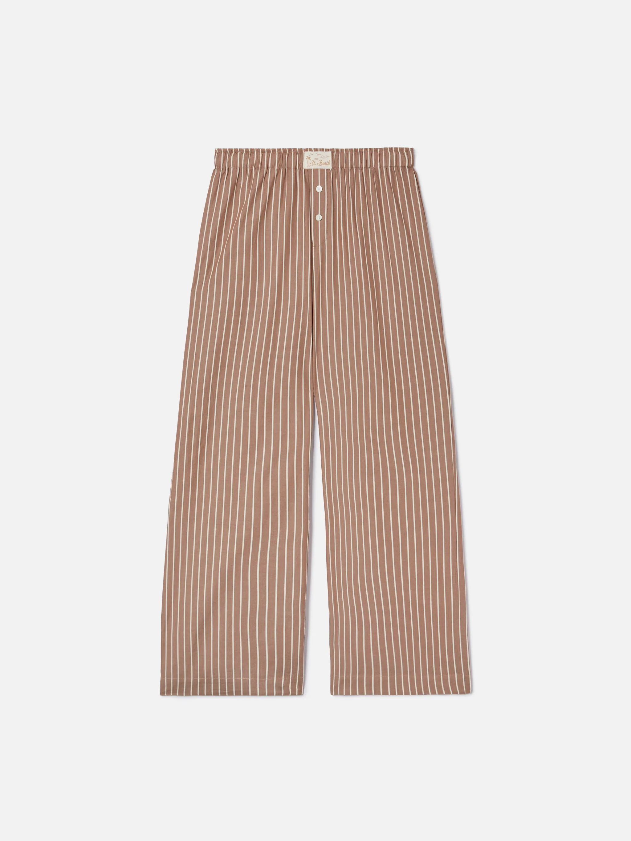 Pantaloni Doha in popeline a righe beige - Image 5