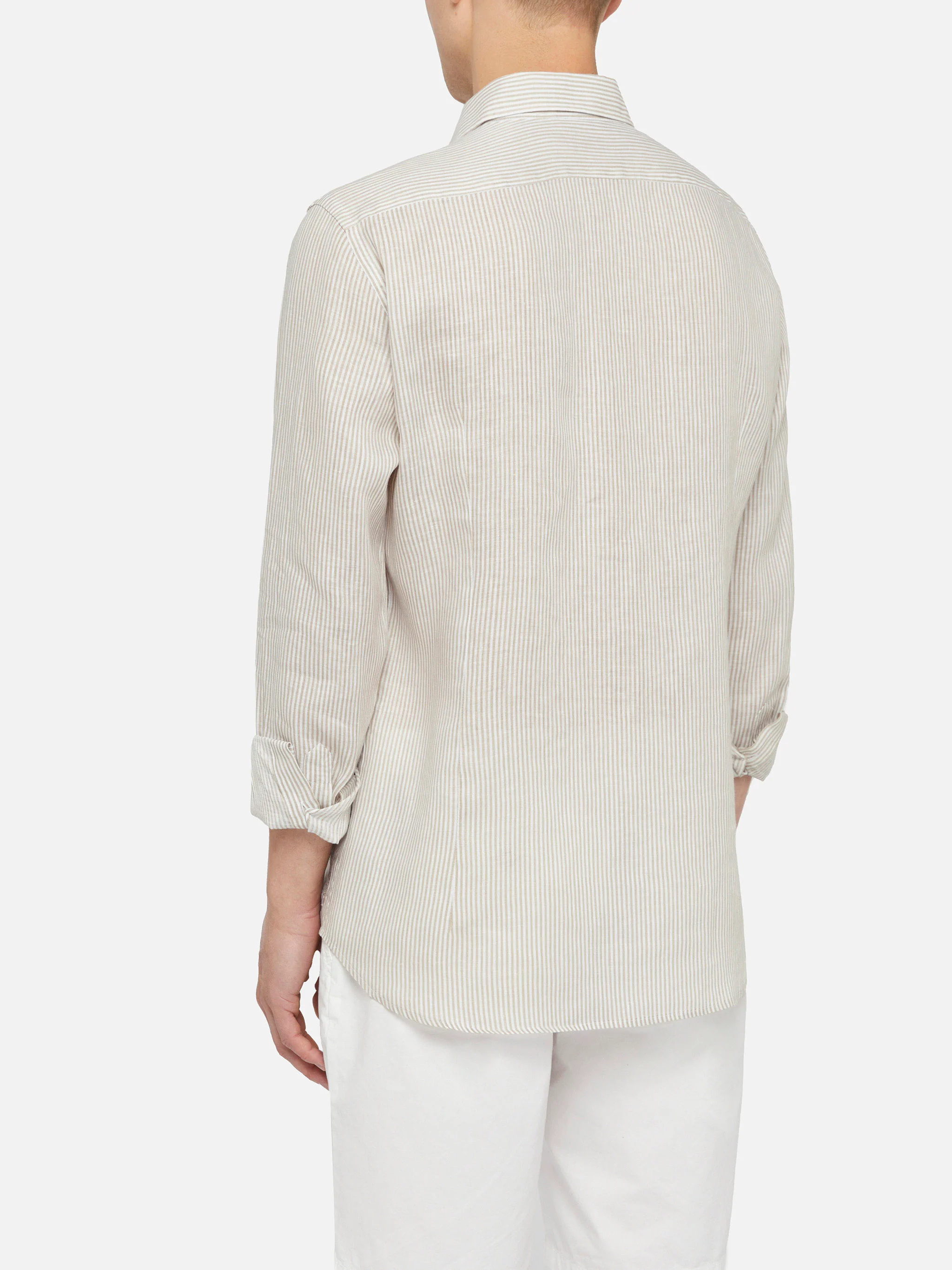 Camicia Pamplona in lino a righe beige - Image 3
