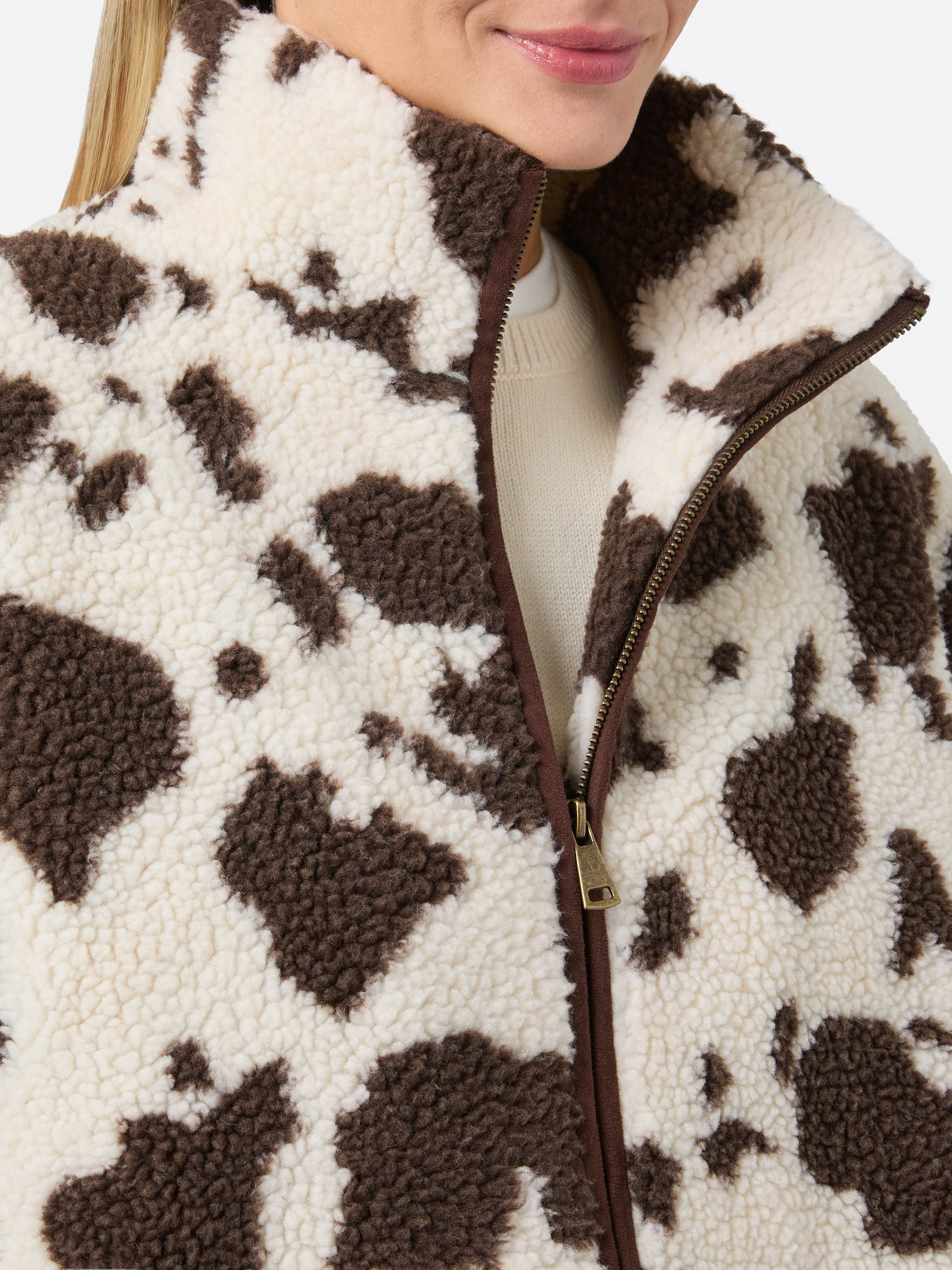 Giacca teddy Bercy con stampa muccata e dettagli in eco suede - Image 3