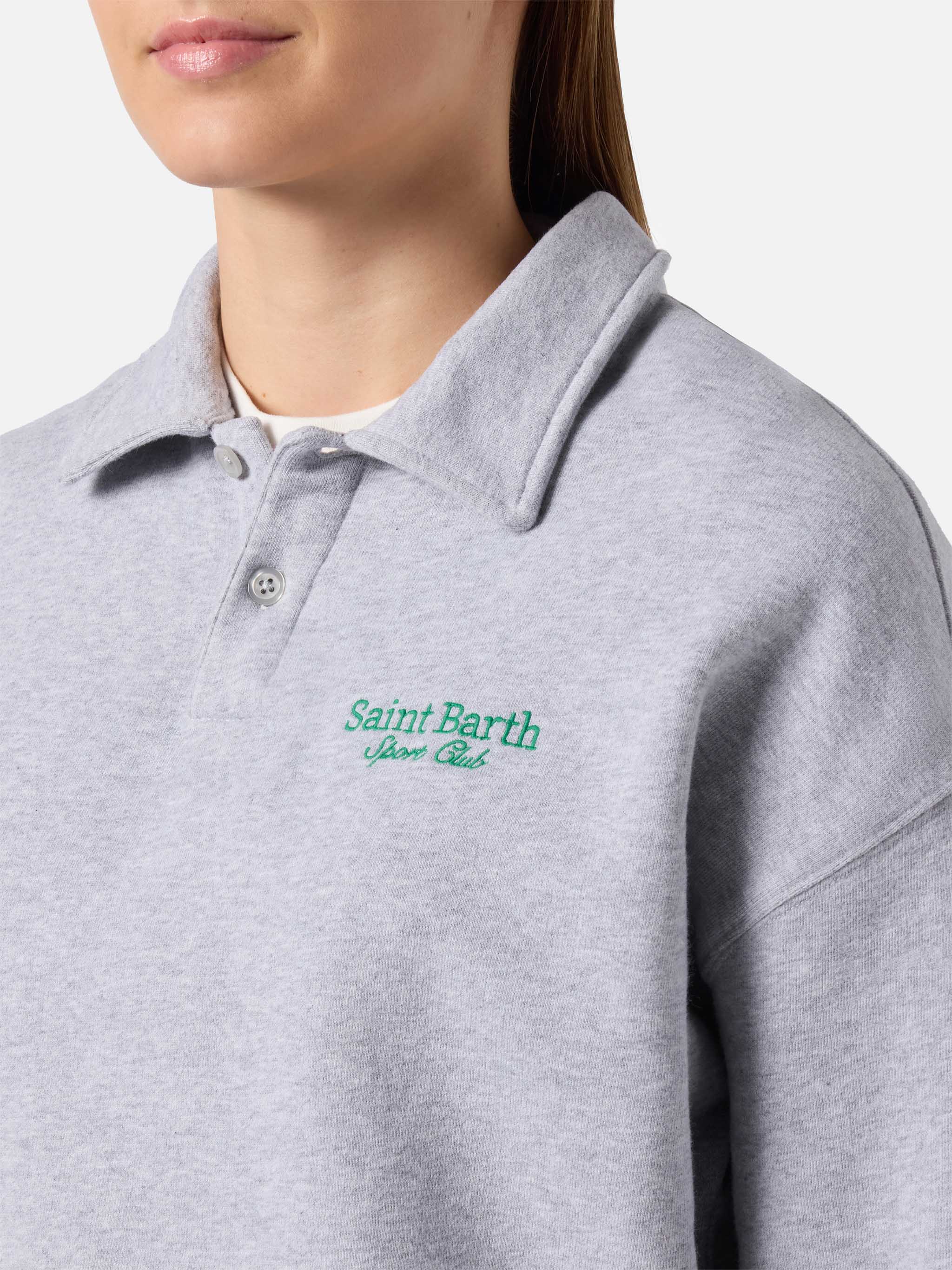Felpa Berenice grigio melange con ricamo Saint Barth Sport Club - Image 2