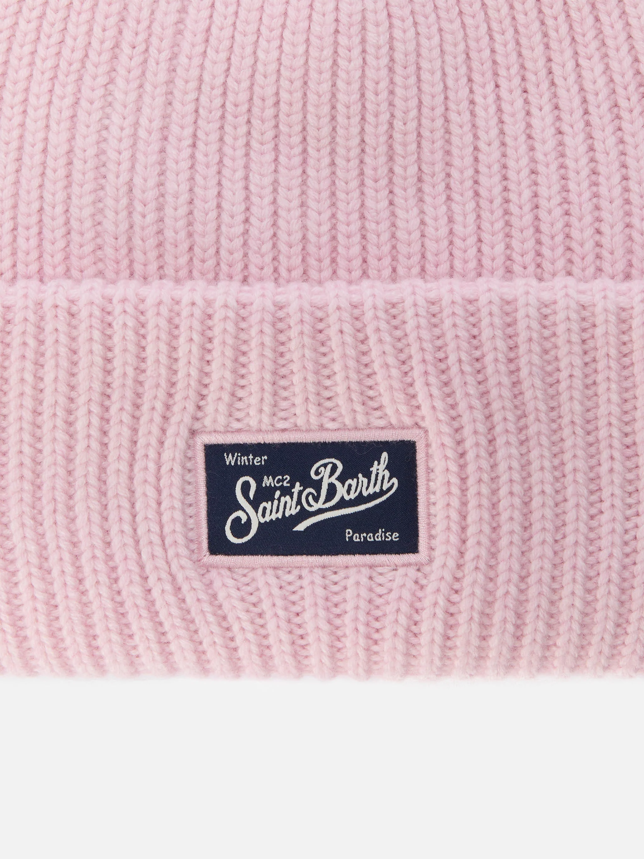 Berretto Berry Jr a coste rosa con patch St. Barth - Image 2