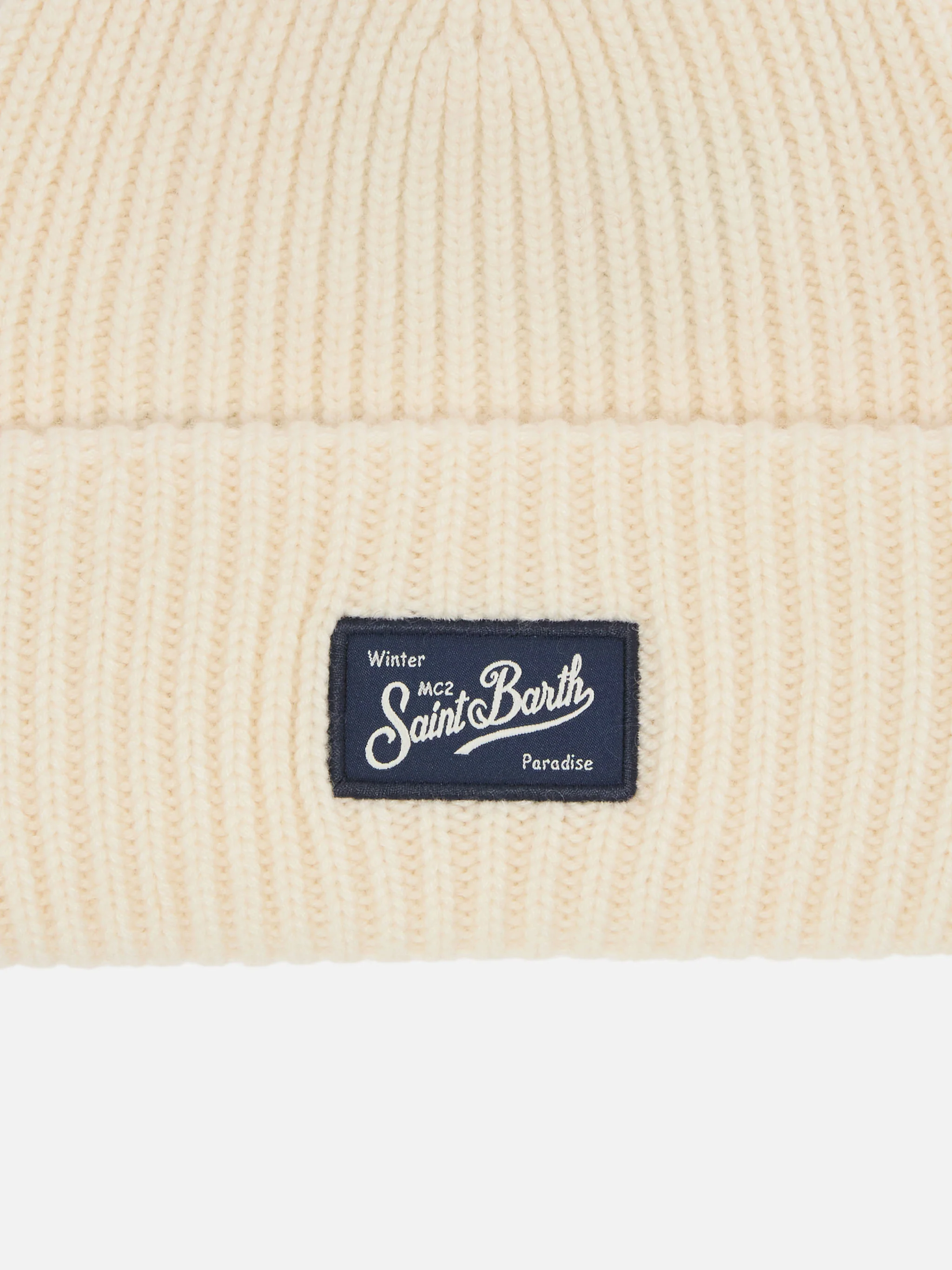 Berretto Berry Jr a coste bianco con patch St. Barth - Image 2