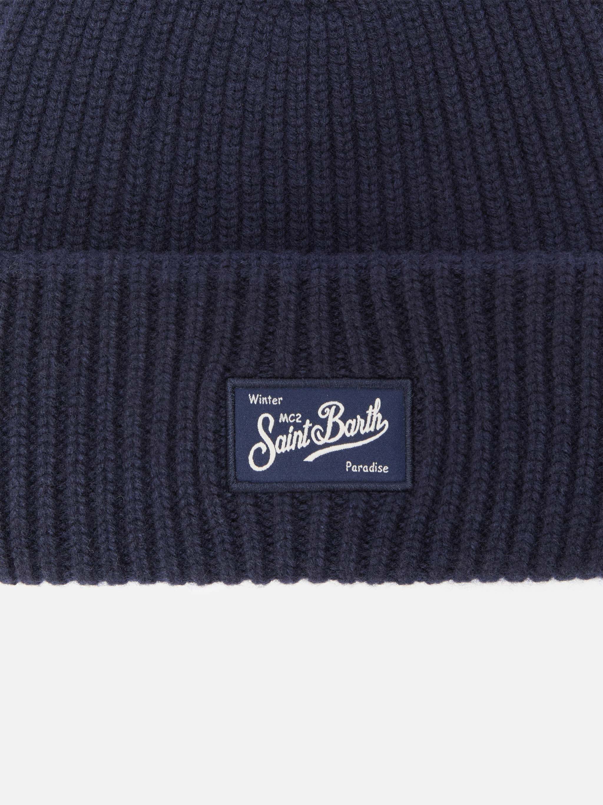 Berretto blu a coste Berry con patch Saint Barth - Image 2