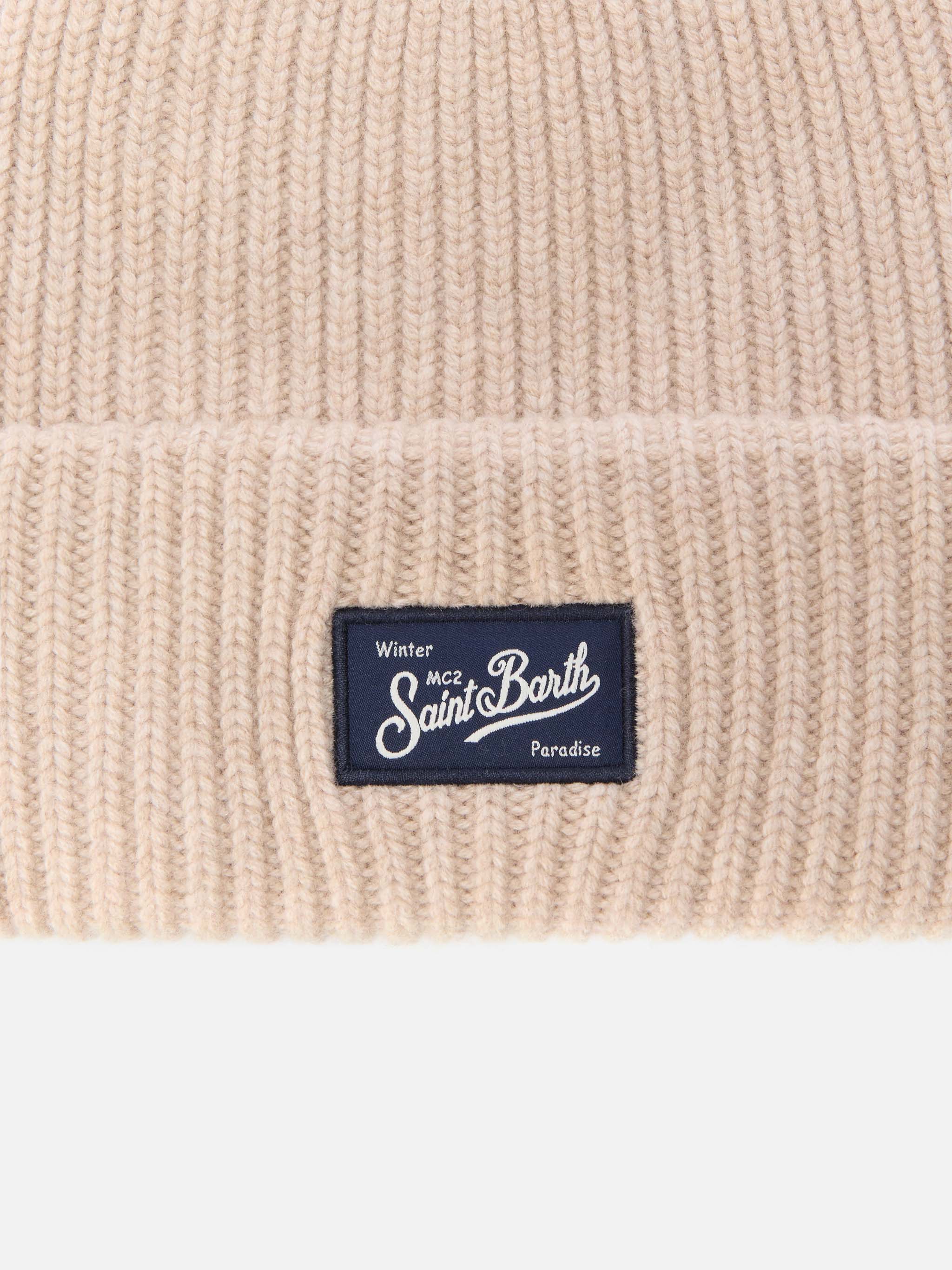 Berretto beige a coste Berry con patch Saint Barth

 - Image 2