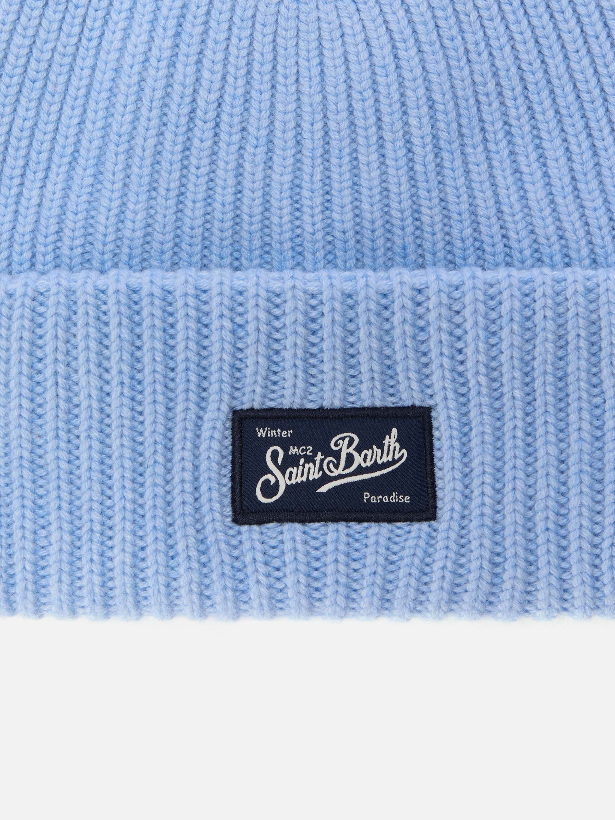 Berretto azzurro a coste Berry con patch Saint Barth
 - Image 2