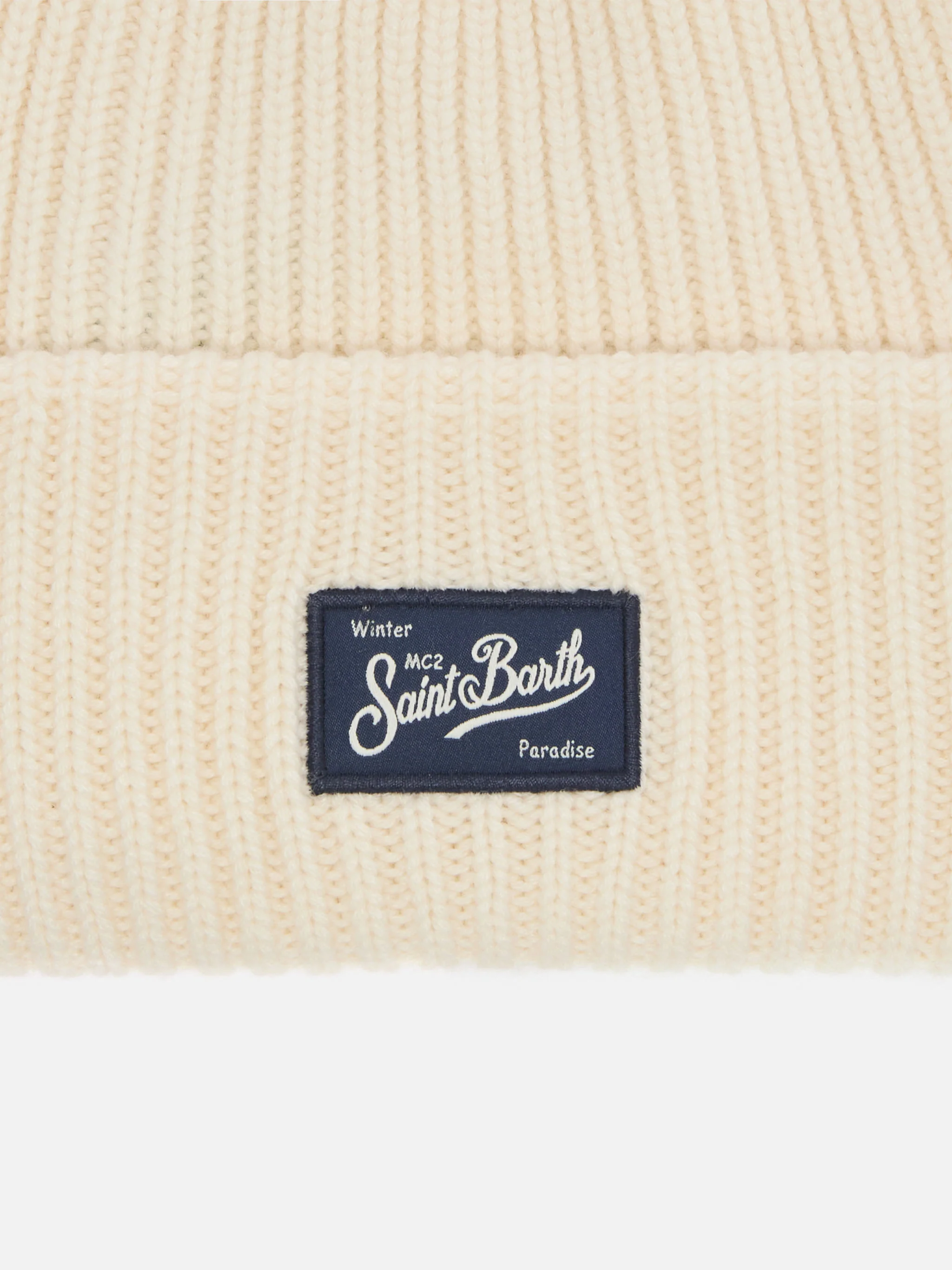 Berretto bianco a coste Berry con patch Saint Barth

 - Image 2