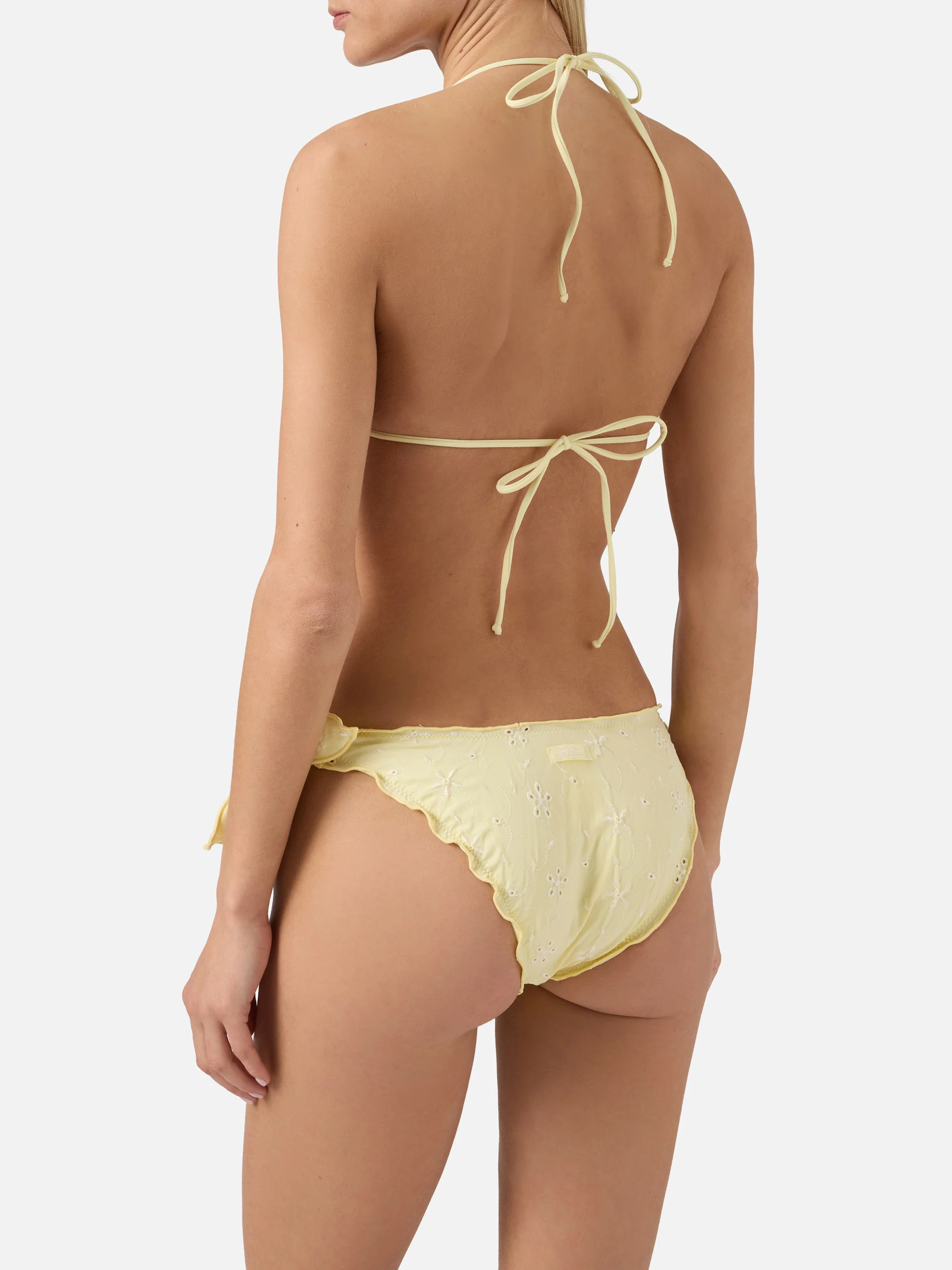 Bikini Sarius a triangolo in tessuto sangallo giallo - Image 4