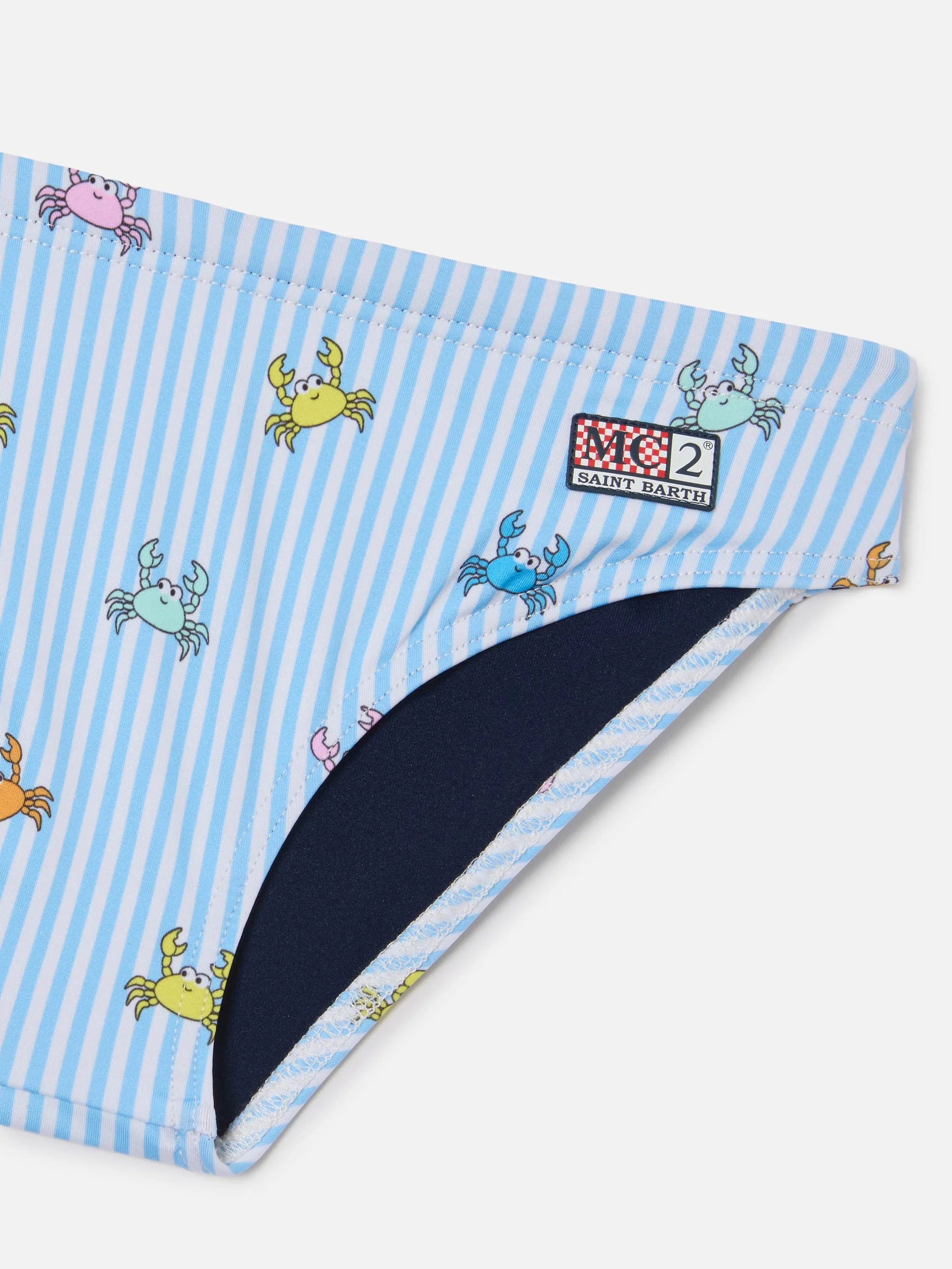 Slip mare Billy a righe con stampa granchietti - Image 3