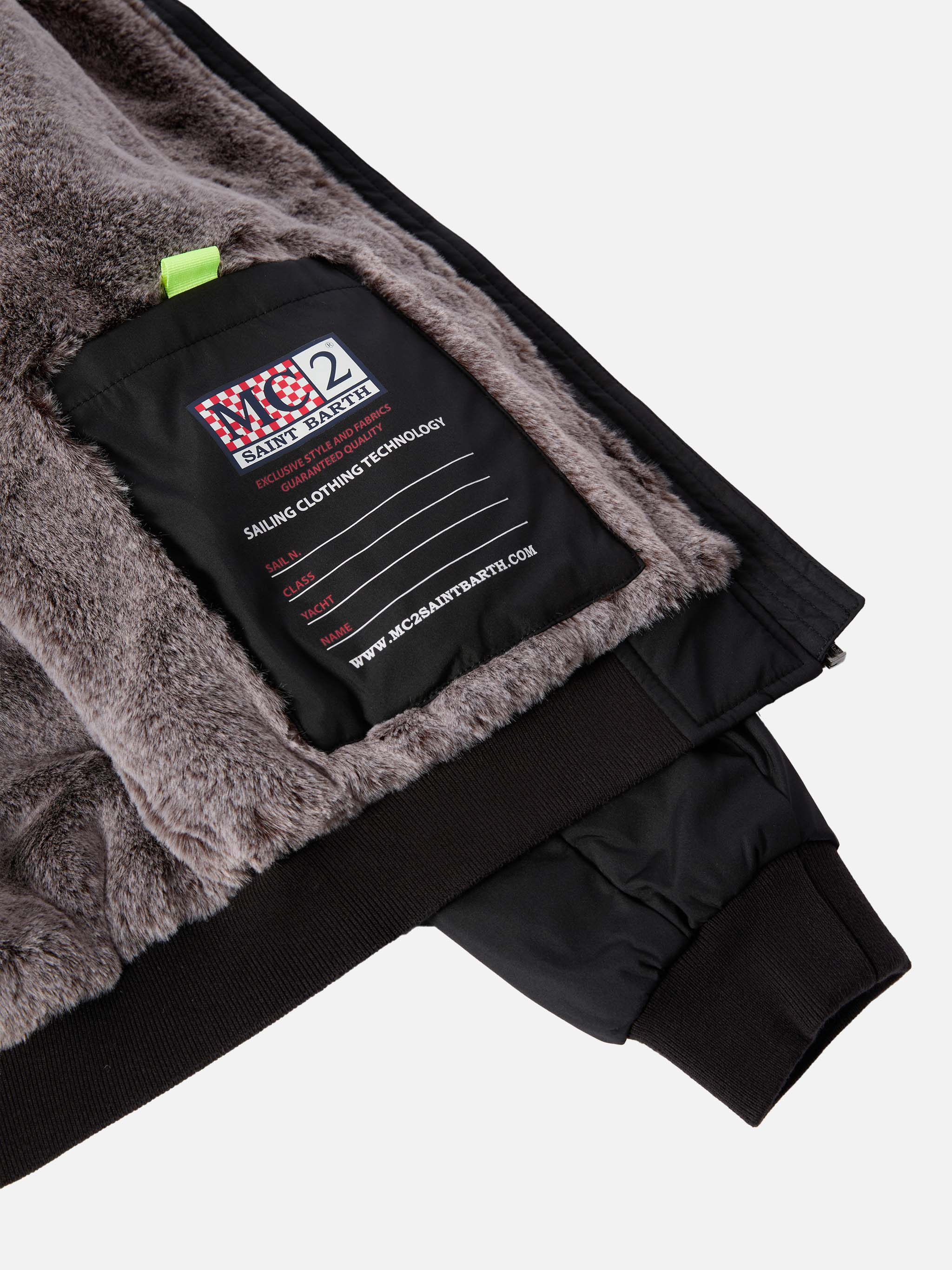Bomber nero Country Jr con interno in pelliccia - Image 4