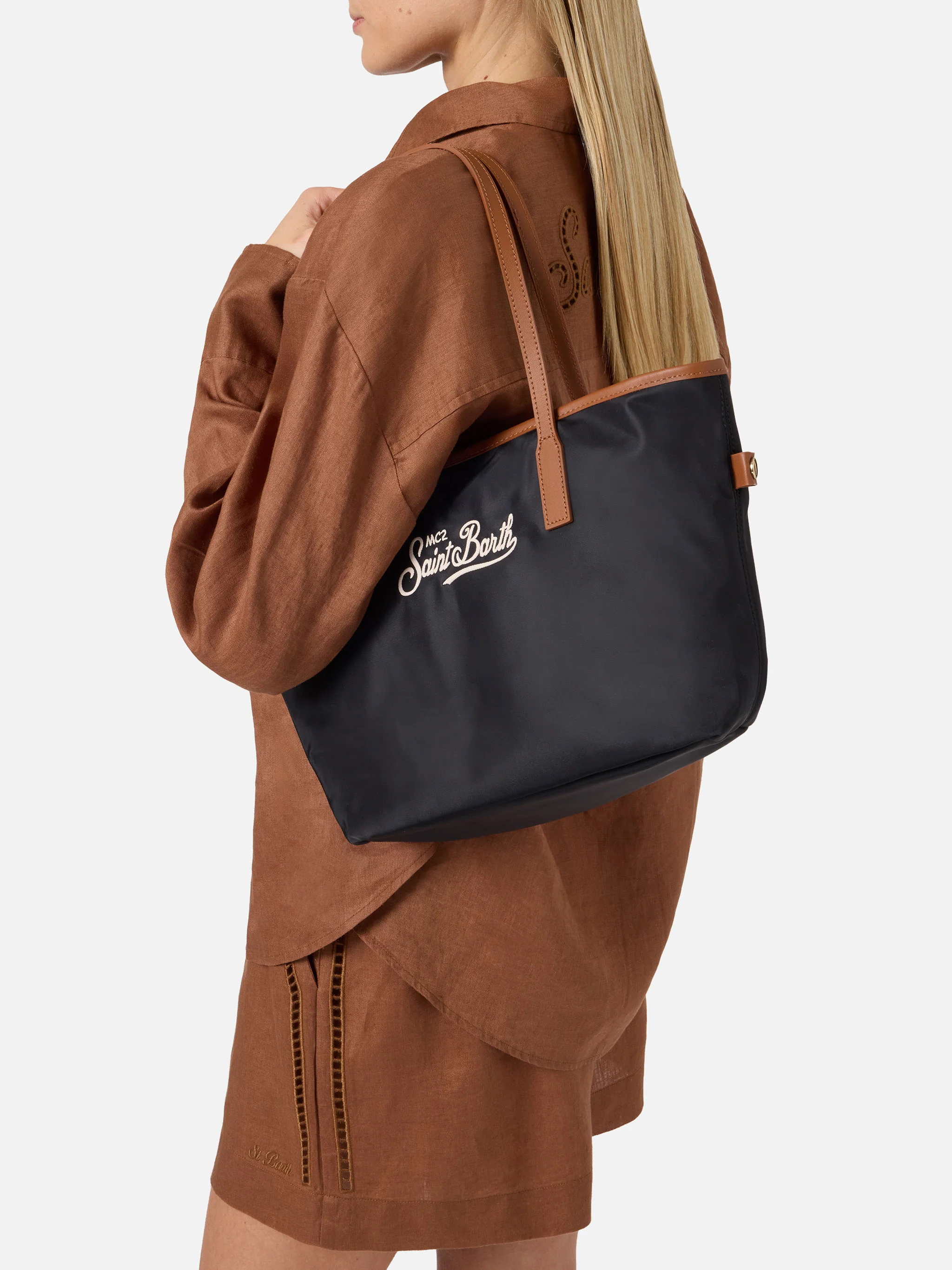 Borsa City medium in nylon nero - Image 2
