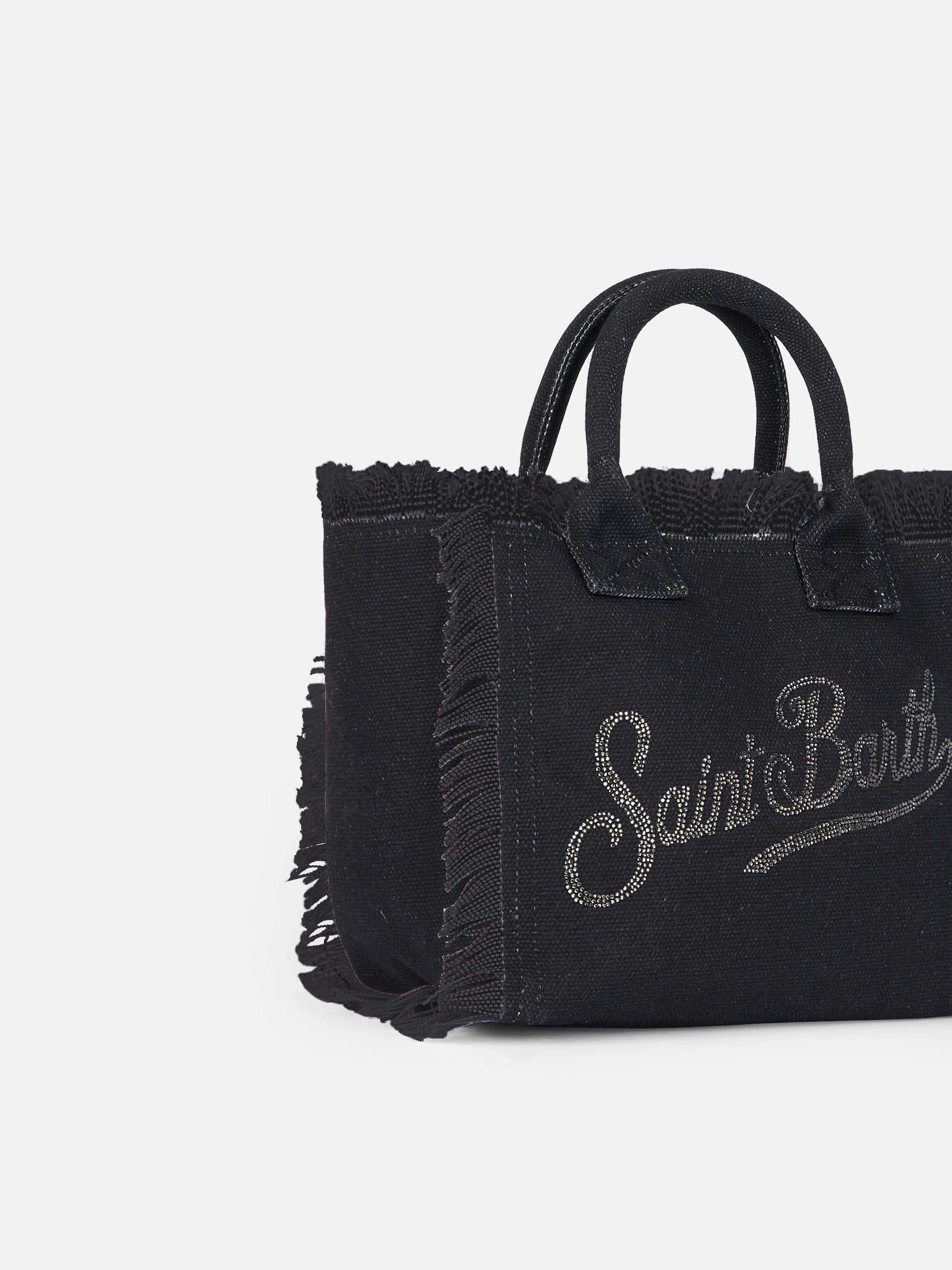Borsa Colette in canvas di cotone nero con strass - Image 3