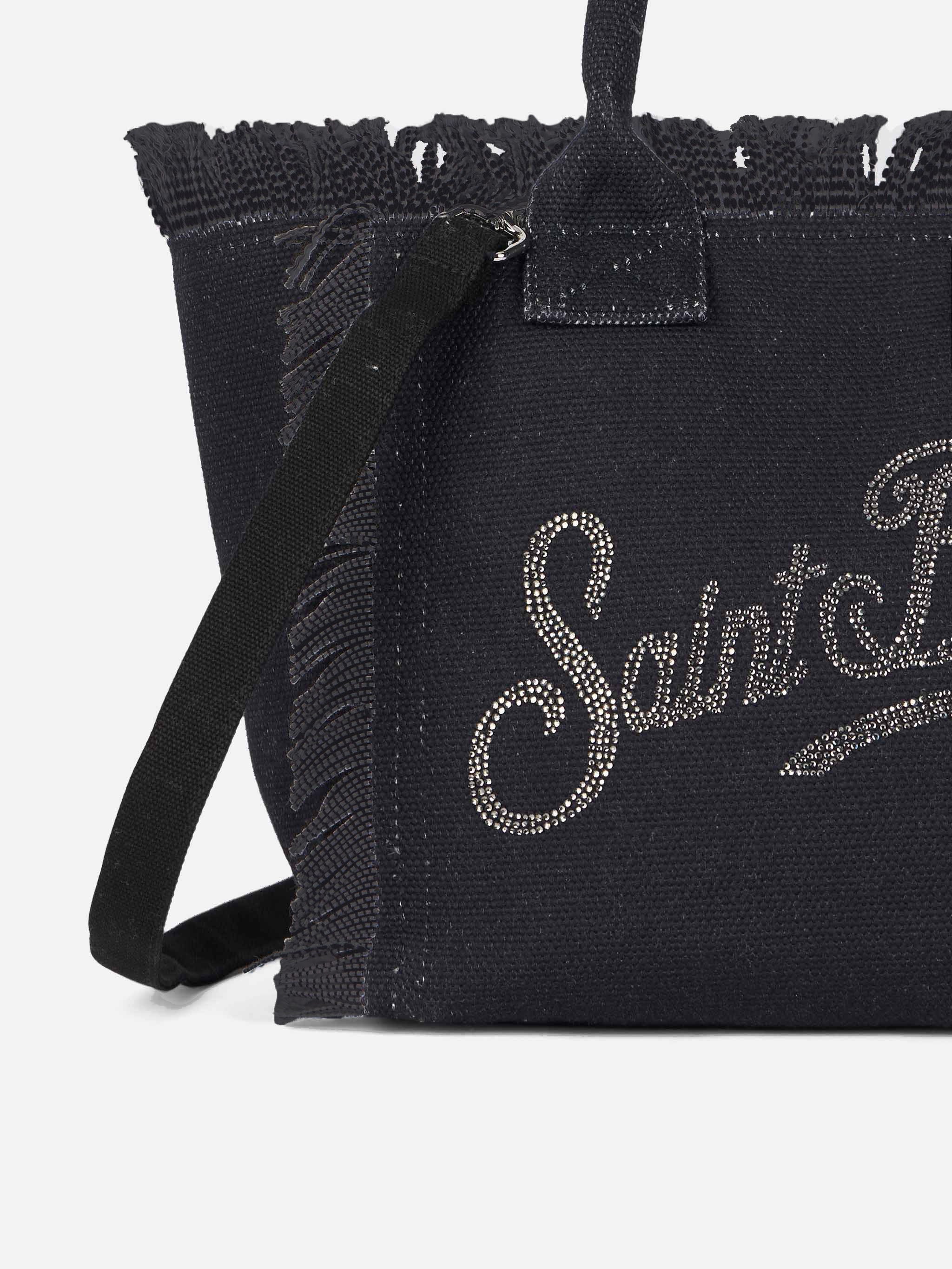 Borsa Colette in canvas di cotone nero con strass - Image 4