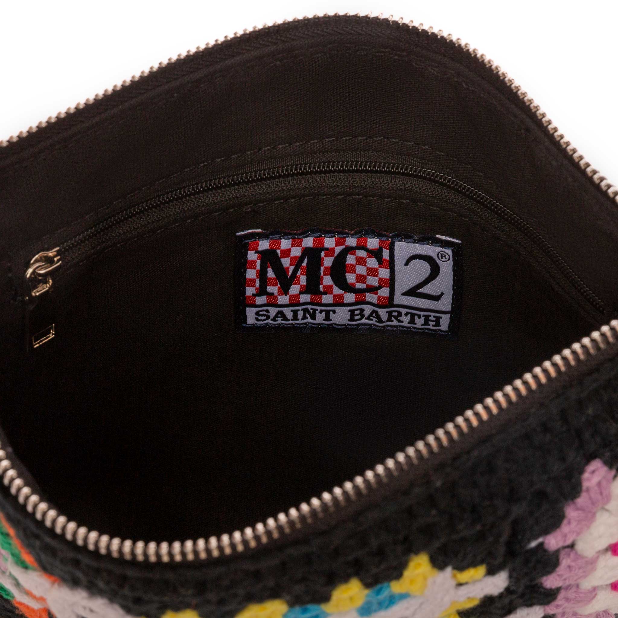 Pouch Parisienne crochet nera con ricamo Saint Barth - Image 5