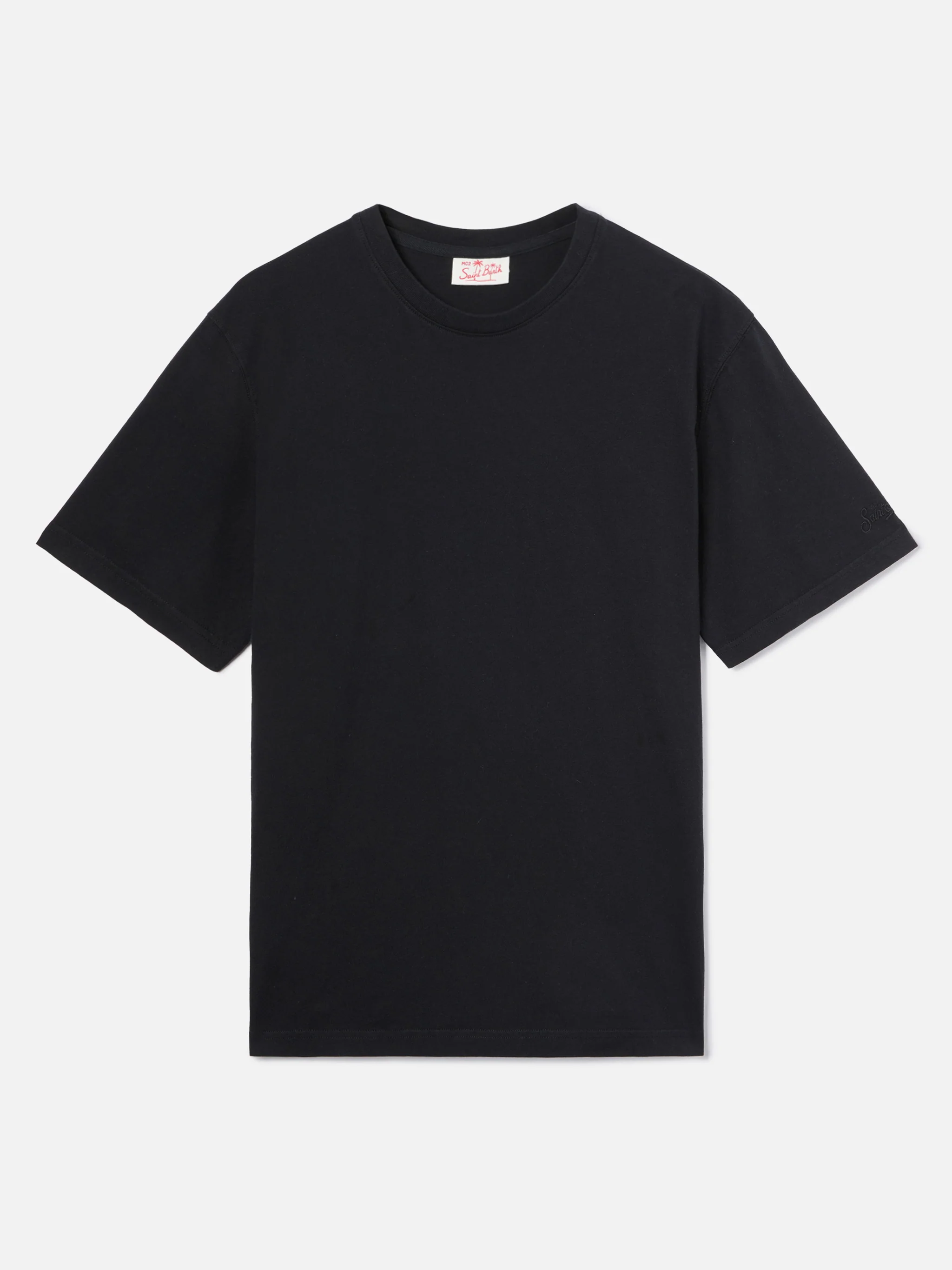 T-shirt Dover nera in cotone con ricamo logo